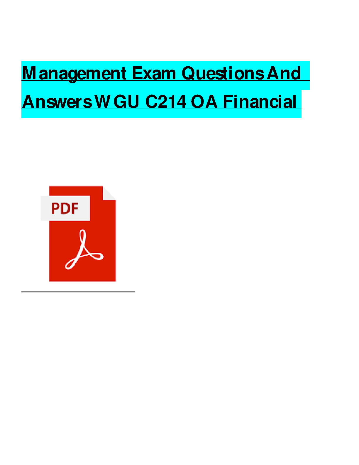 WGU C214 OA Financial Management Exam Questions and Answers IMG-1