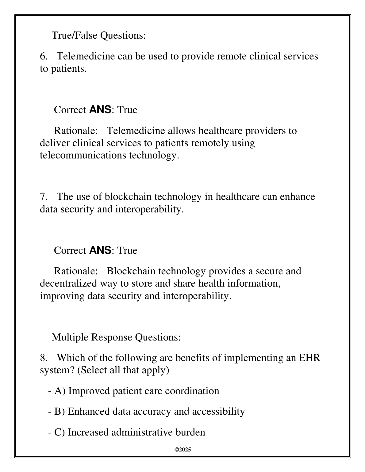 WGU HIM 2011 Healthcare Ecosystems 2025 Test Bank and FA Test Review IMG-1