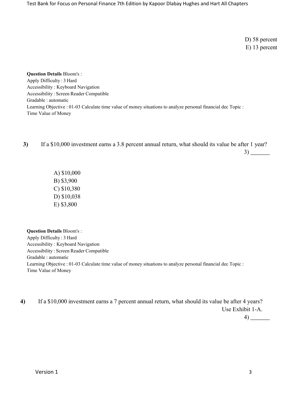 Focus On Personal Finance, 7th Edition - TEST BANK IMG-3