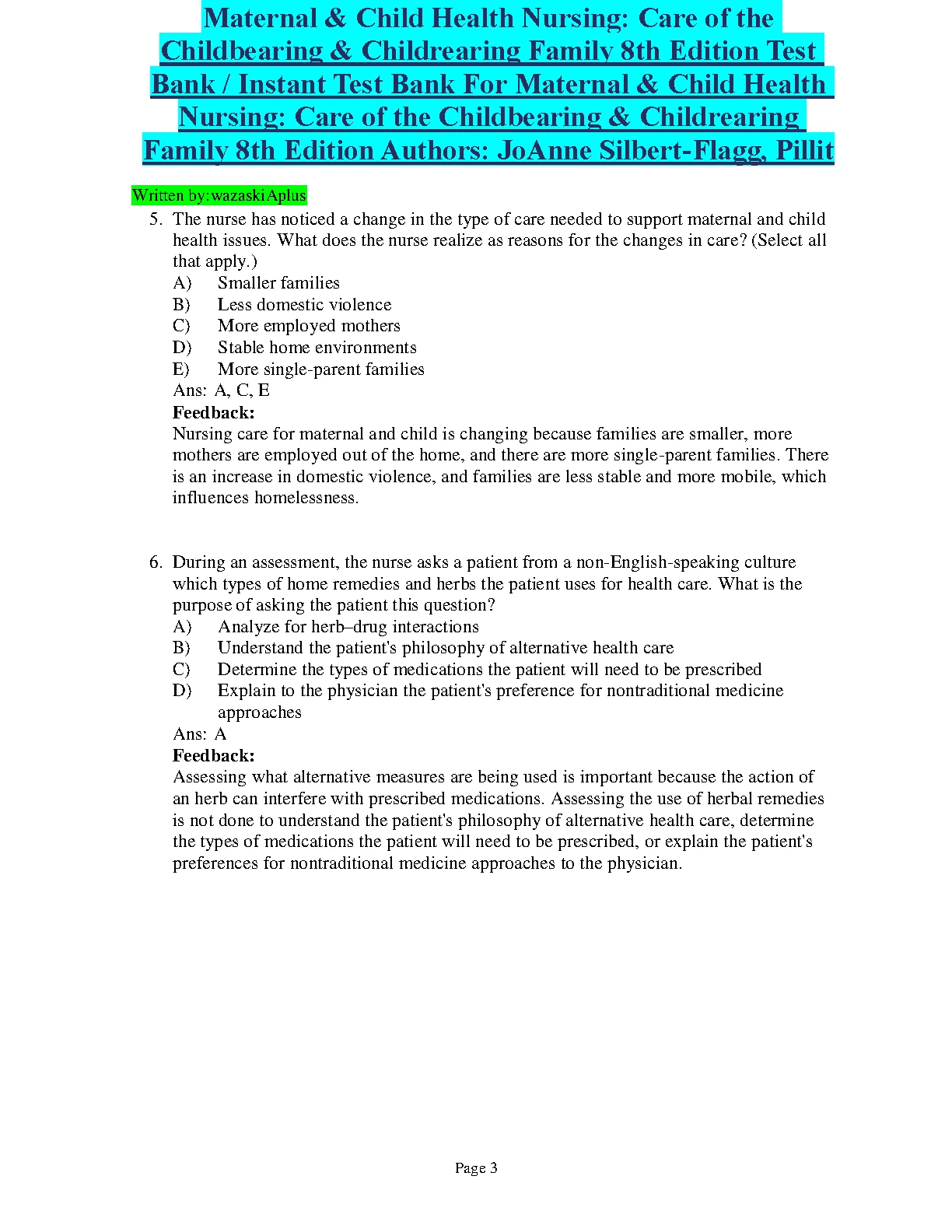 Maternal and Child Health Nursing Test Bank 2026/27 IMG-3