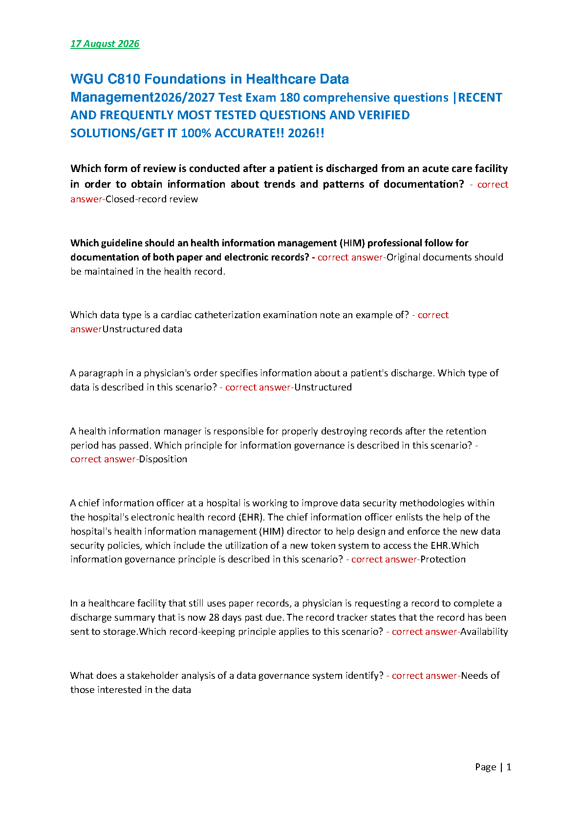 WGU C810 Healthcare Data Mgmt Exam Prep 2026 IMG-1