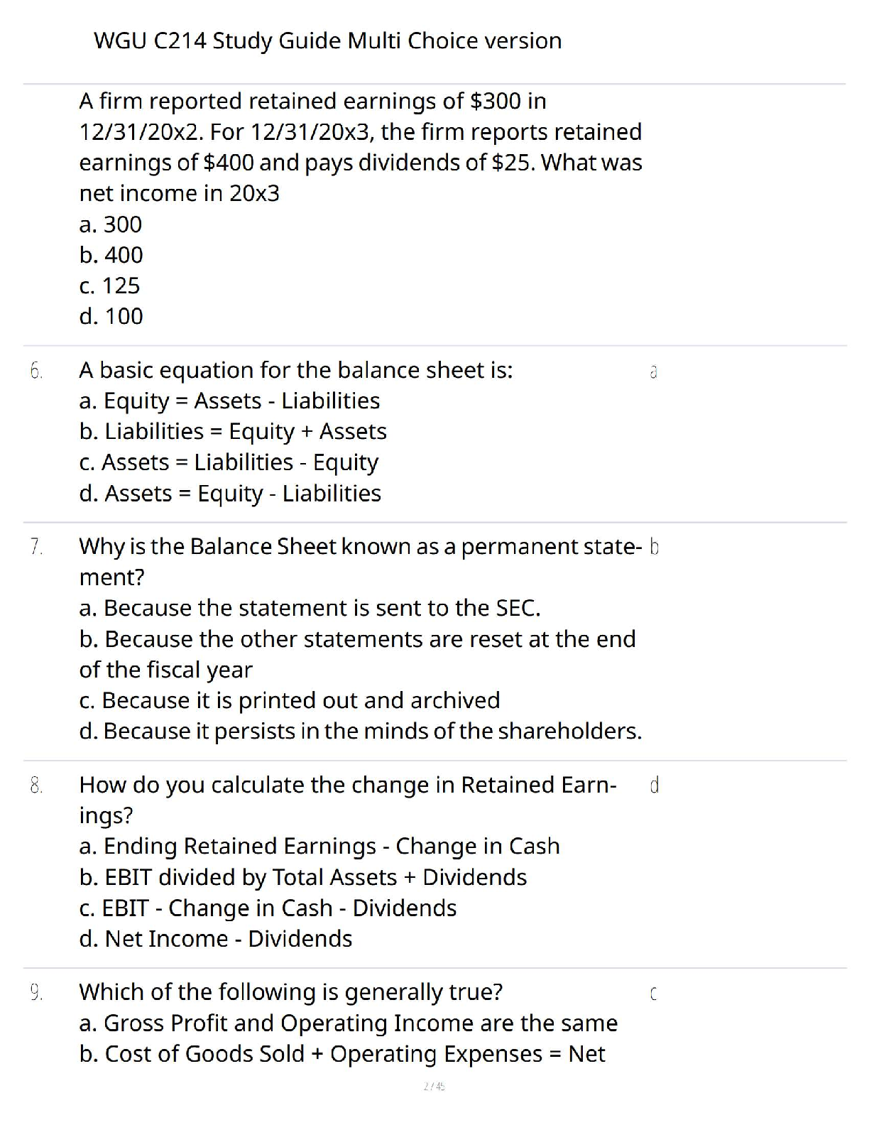 WGU C214 Financial Management Study Guide 2025