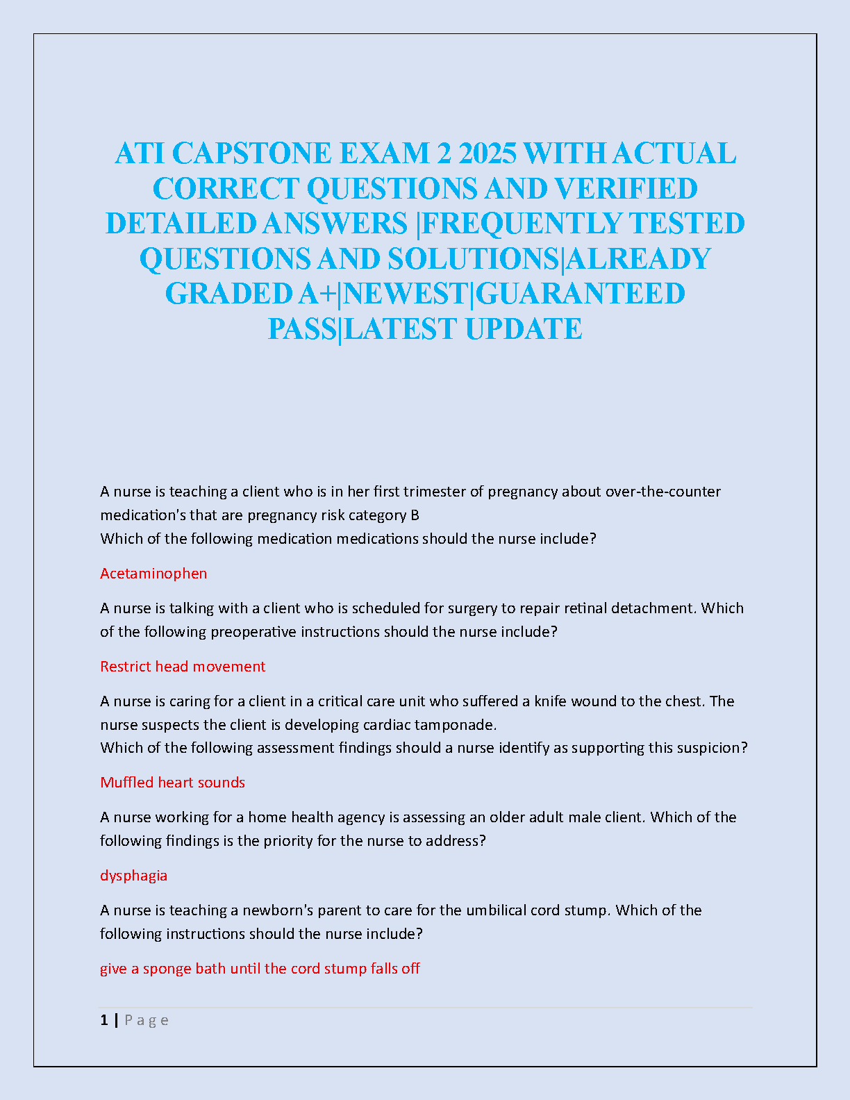 ATI Capstone Exam 2 2026/27 Nursing Study Guide with Q&A IMG-1