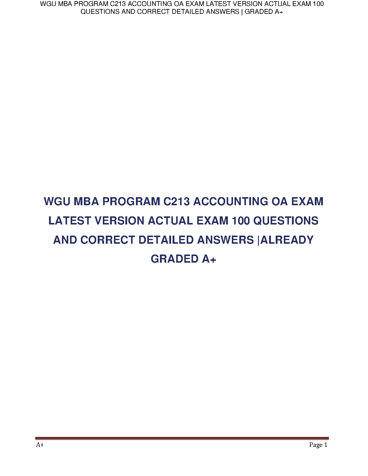 WGU C213 Accounting OA Exam Guide | 100 Q&A IMG-1