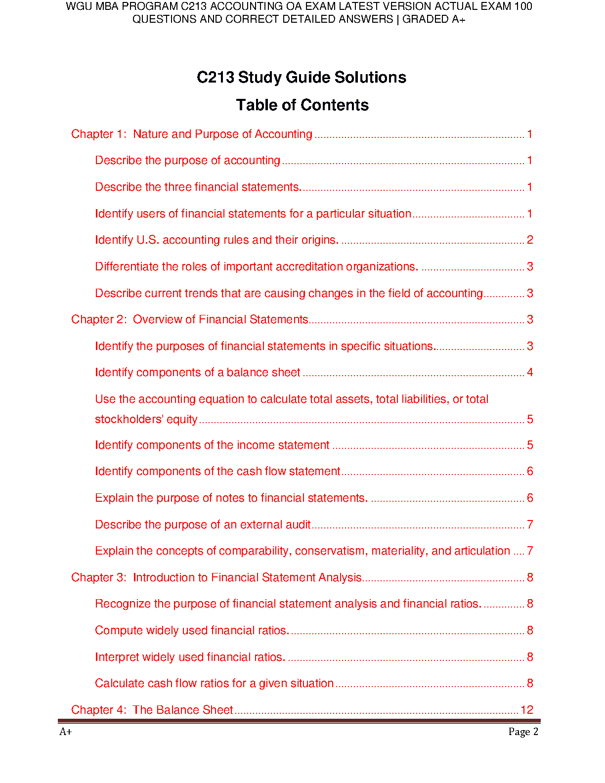 WGU C213 Accounting OA Exam Guide | 100 Q&A