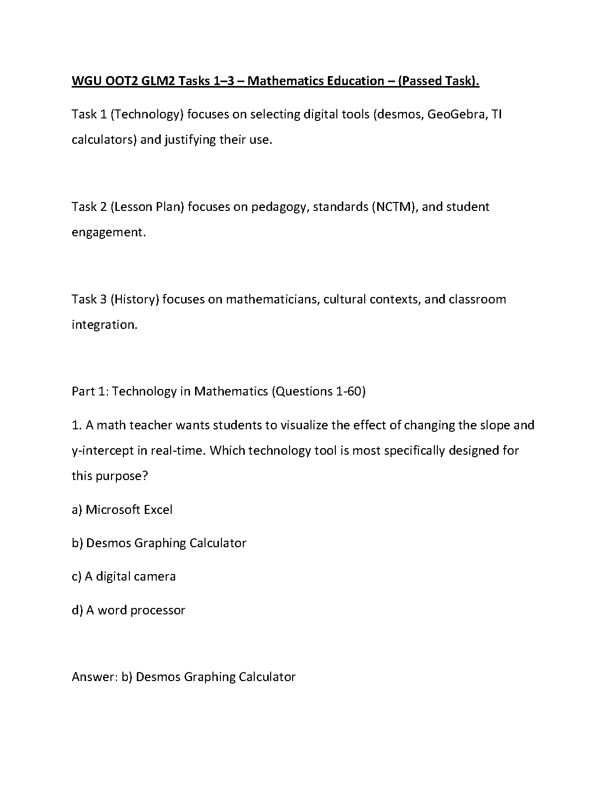 WGU OOT2 GLM2 Math Ed Tasks 1-3 Study Guide 2026/27 IMG-1