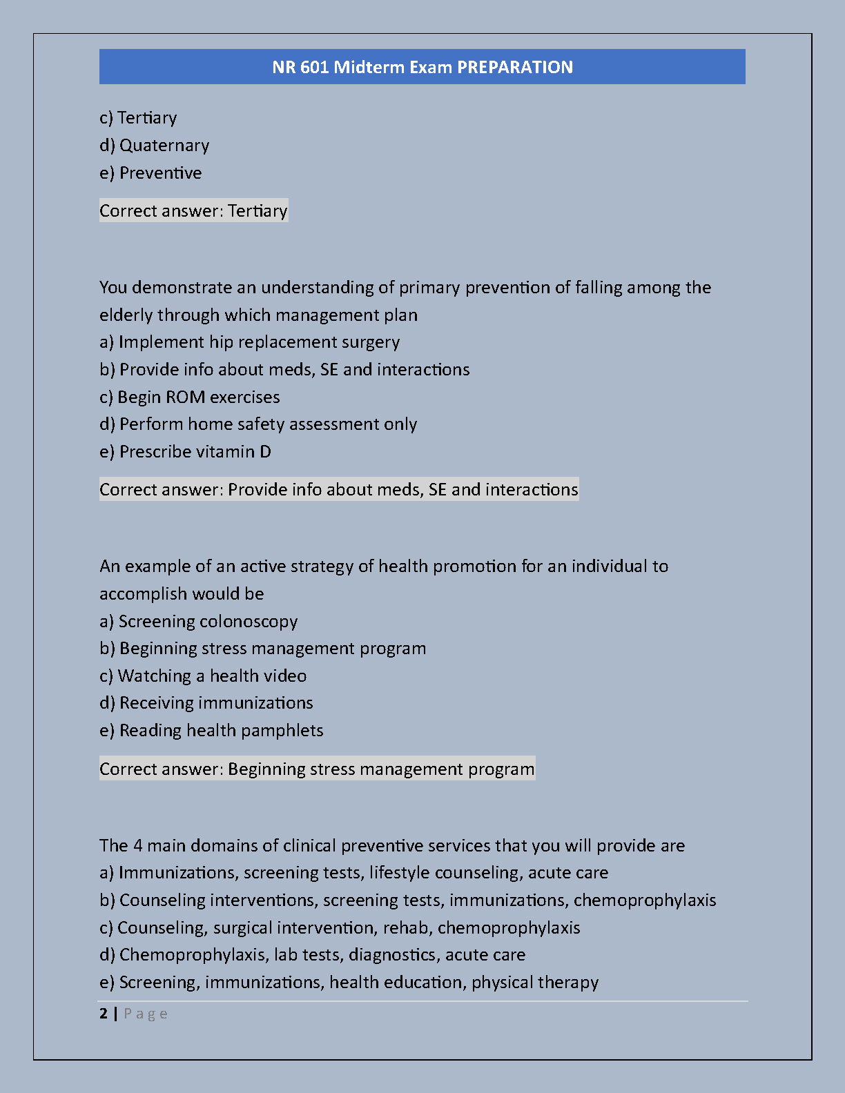 NR 601 Midterm Exam Test Bank 2026 | Nursing Study Guide