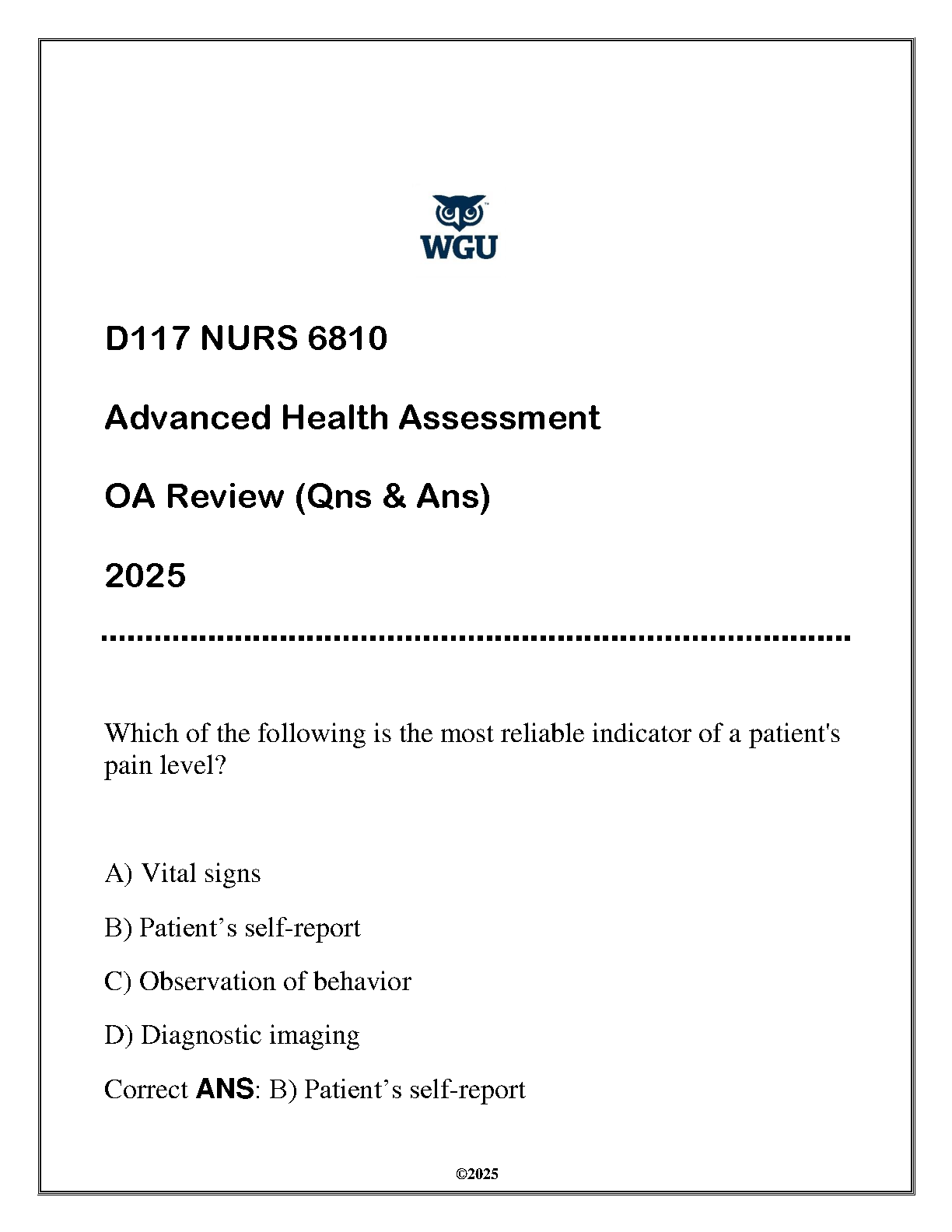 NURS 6810 OA Review 2025 Q&A - WGU Nursing IMG-1