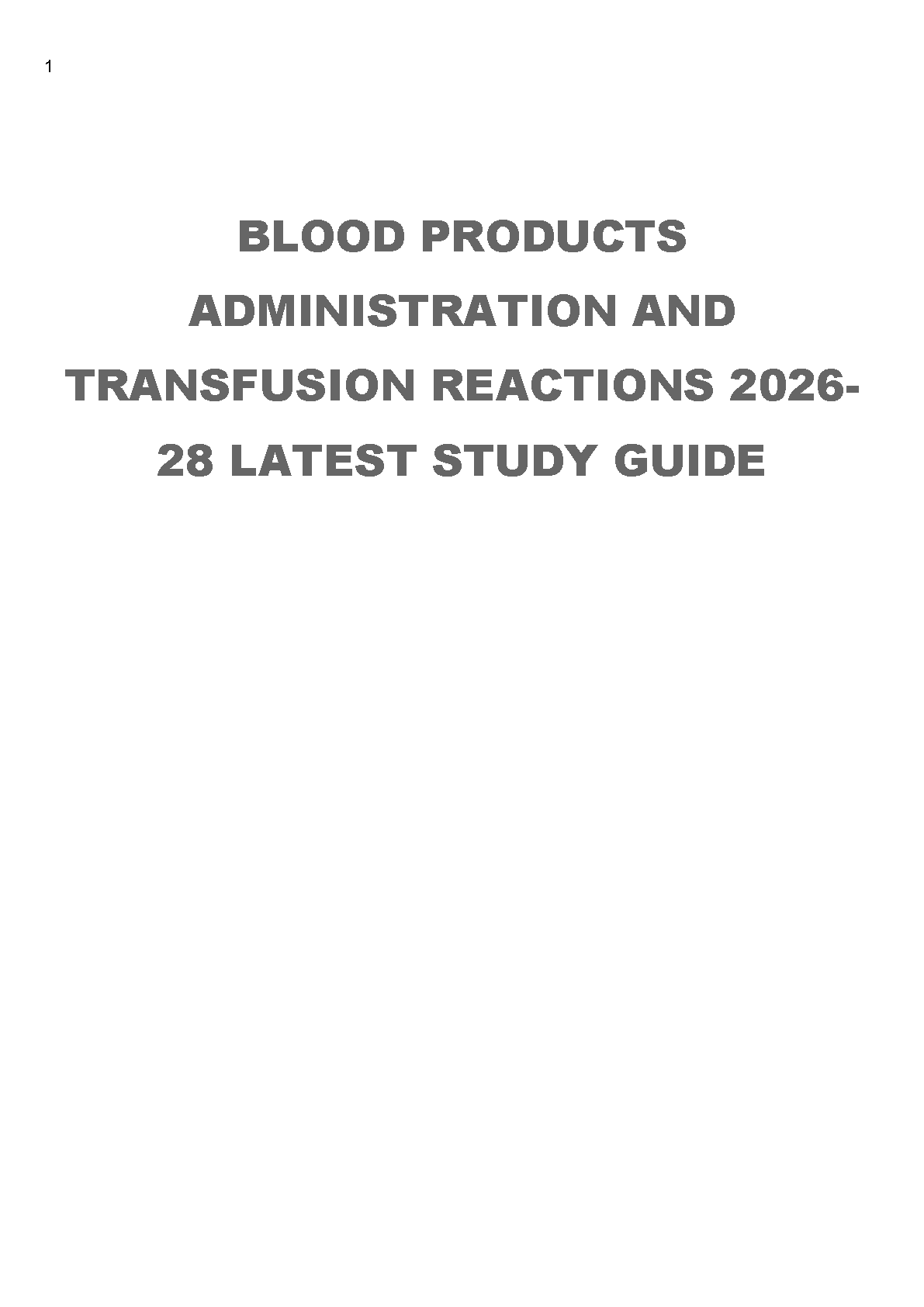 Nursing Study Guide Blood Transfusions Lewis 12th Ed 2026