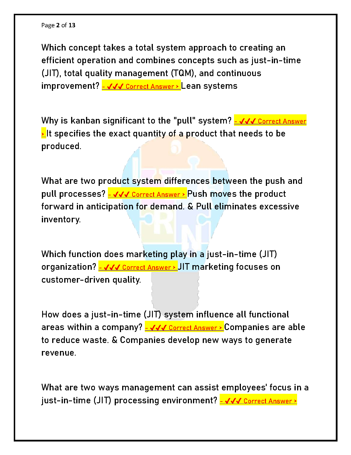 WGU C215 Ops Mgmt Test Bank: 70 Questions and Answers