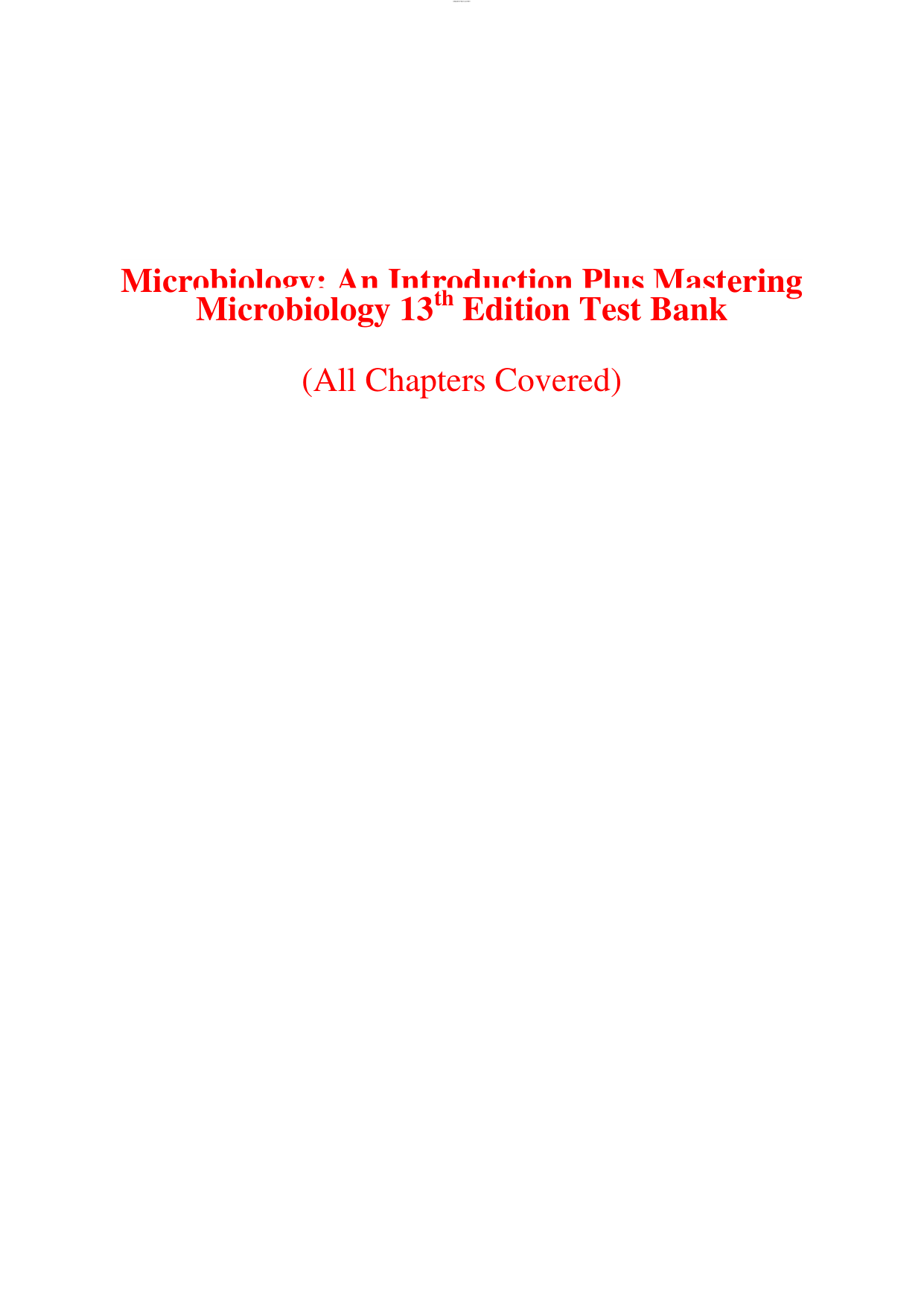Microbiology: An Introduction 13th Edition TEST BANK