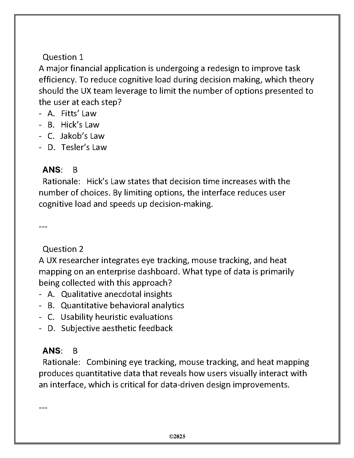 WGU D479 UX Design Objective Assessment Test Bank 2025
