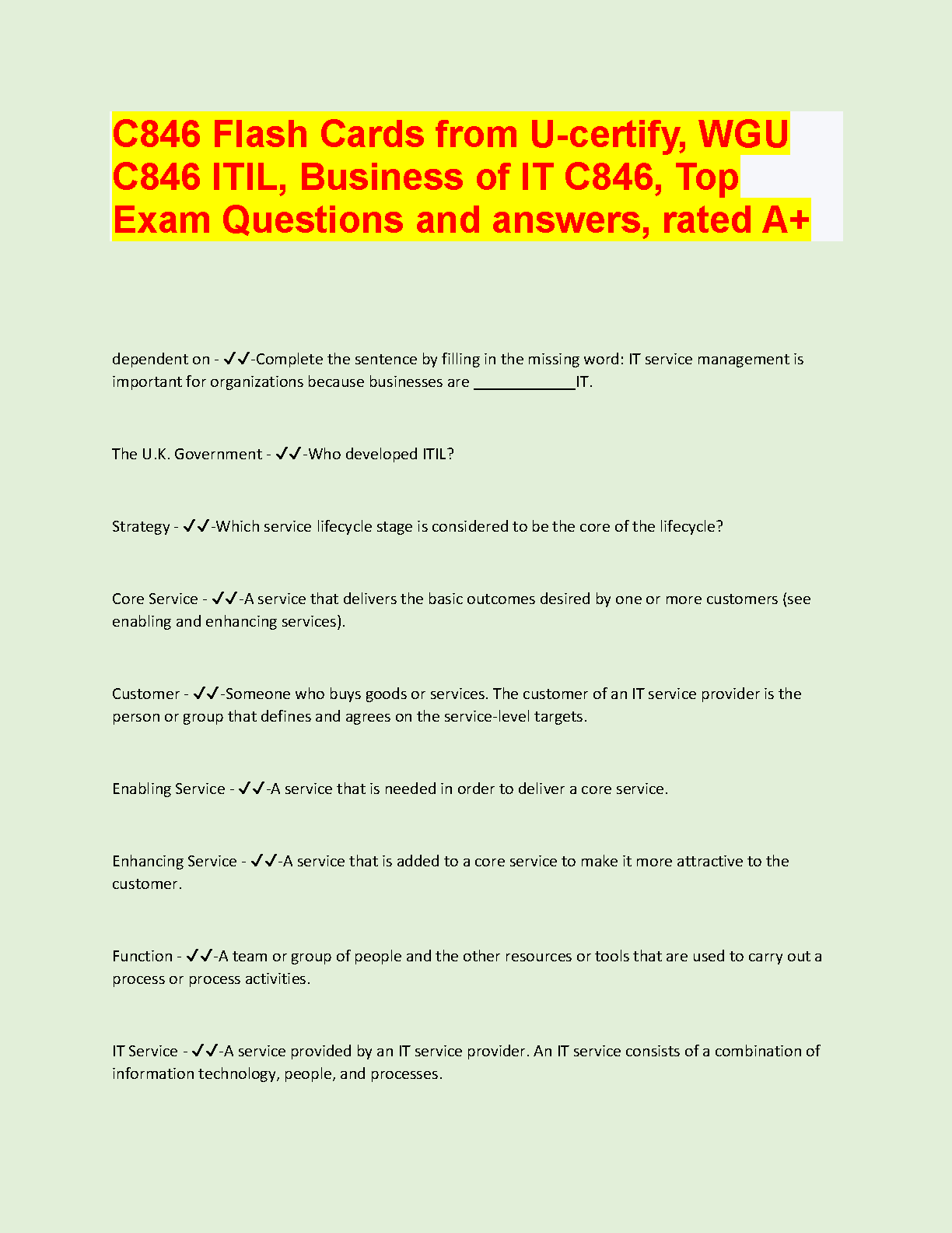 WGU C846 ITIL BoIT Flashcards 2025 Study Guide IMG-1