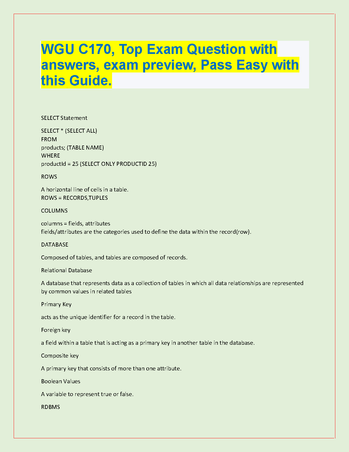 WGU C170 Exam Guide 2024-2025 | Pass on First Attempt IMG-1