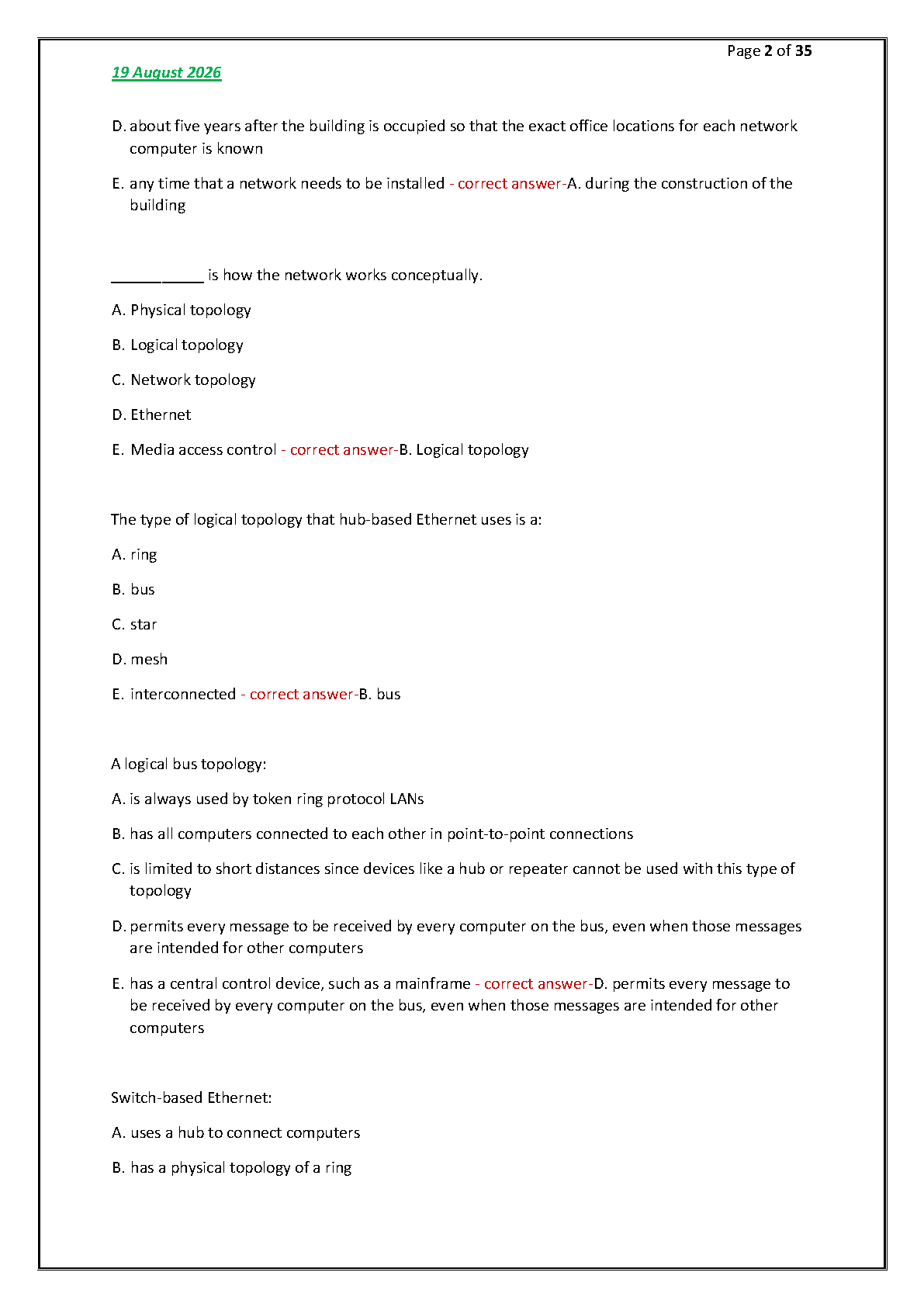 ITN 100 Intro to Networking Final Exam Test Bank Solutions
