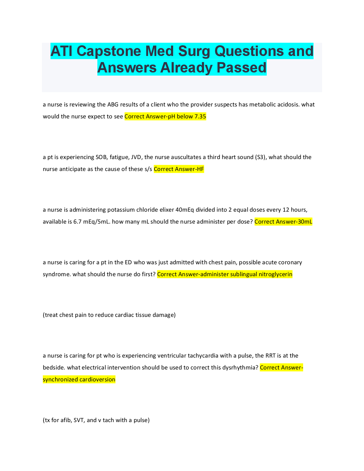 ATI Capstone Med Surg Q&A 2026/27 Practice