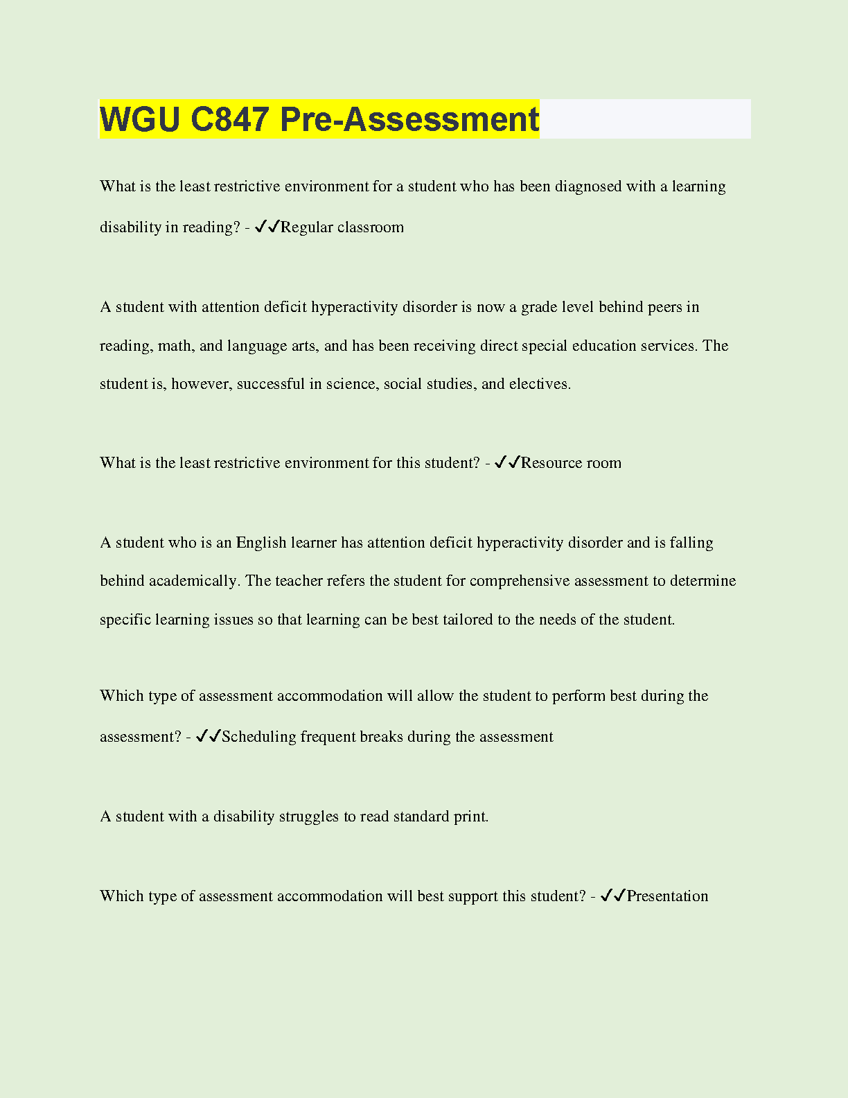 WGU C847 Pre-Assessment Practice Test and Study Strategy