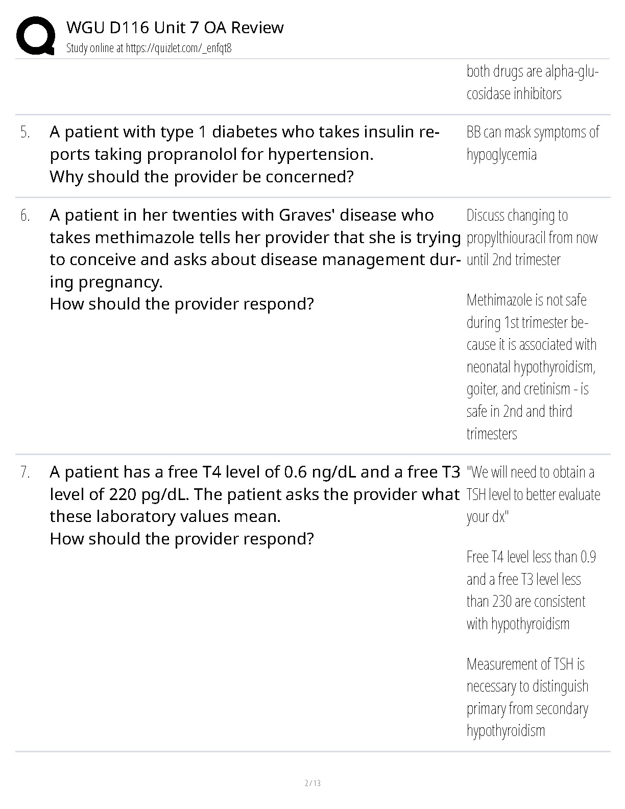 WGU D116 Unit 7 OA Review Study Guide 2024