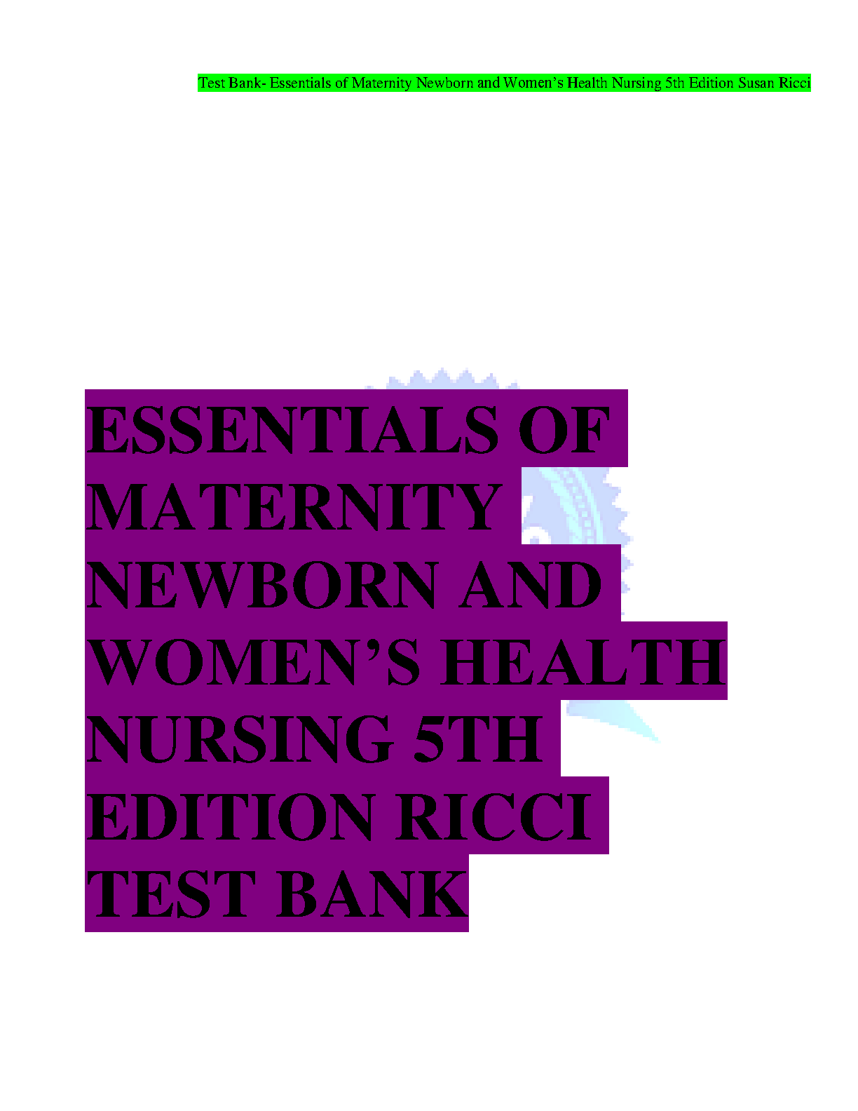 Maternity Nursing Test Bank 5th Ed 2026/27 Ricci Kyle Exam Prep IMG-1