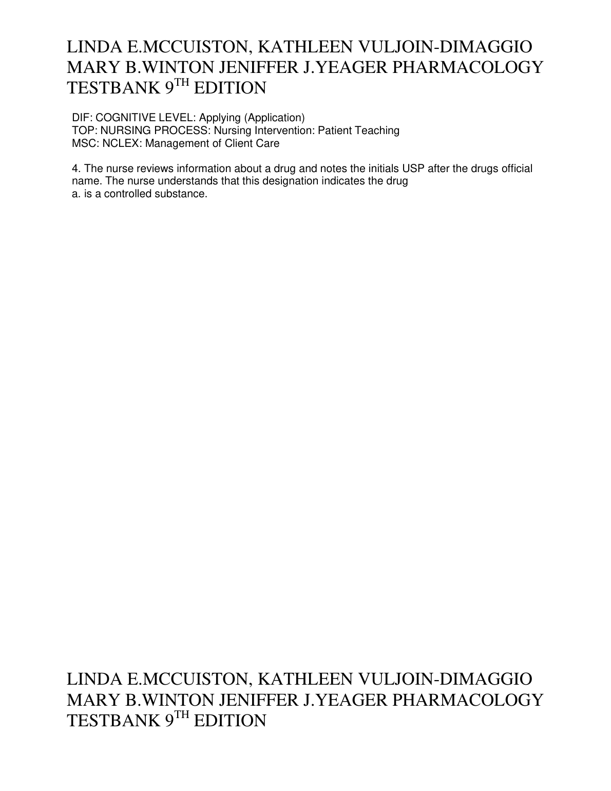 Pharmacology Test Bank 9th Ed Nursing 2026/27