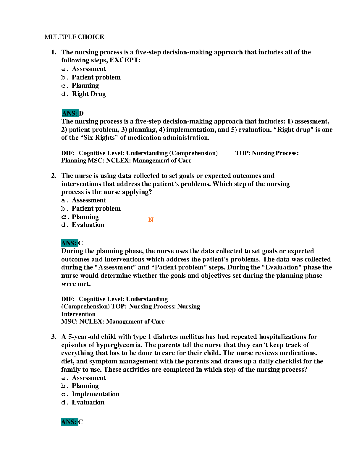 Pharmacology Test Bank 11e Student Questions & Rationales
