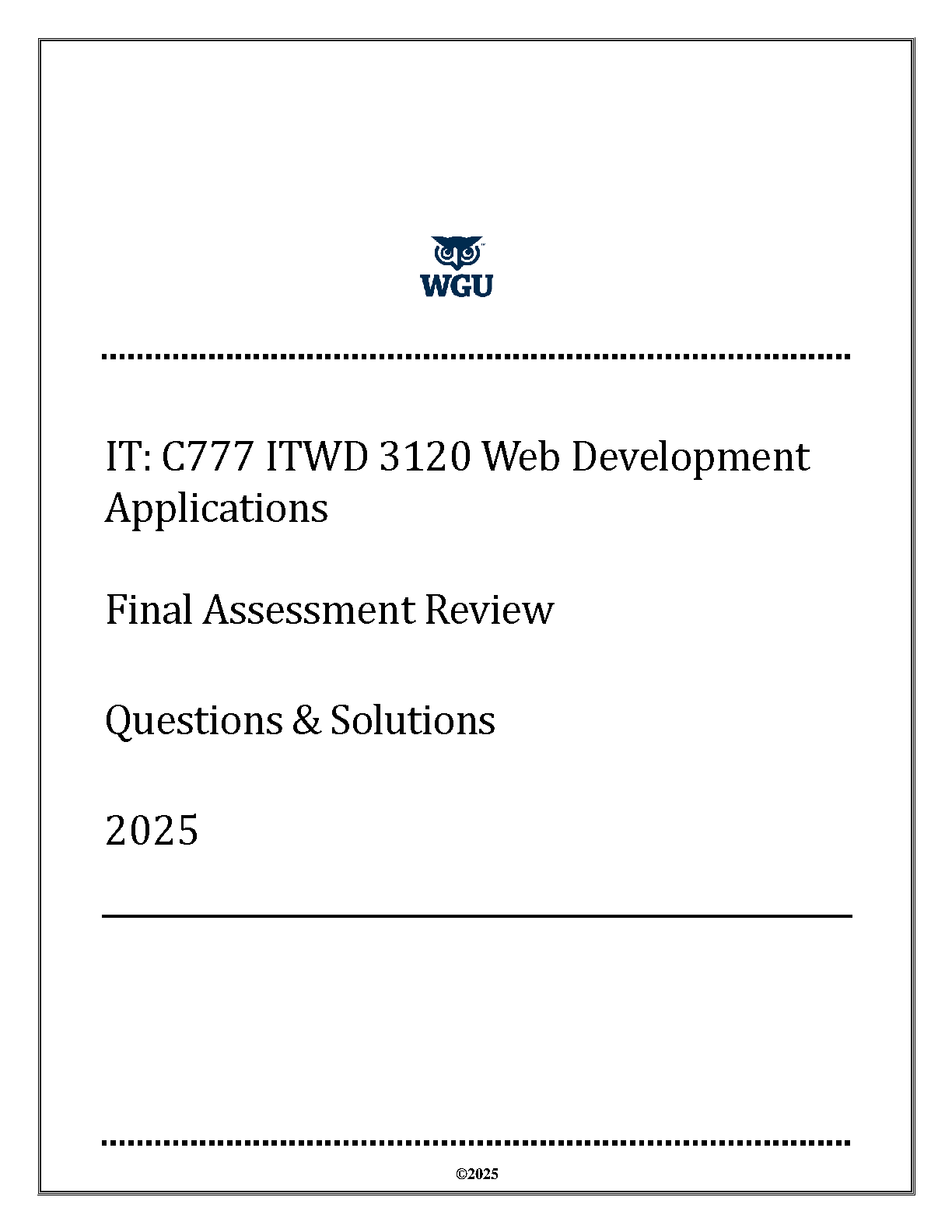 WGU ITWD 3120 Web Dev Final Exam Study Guide 2025 IMG-1