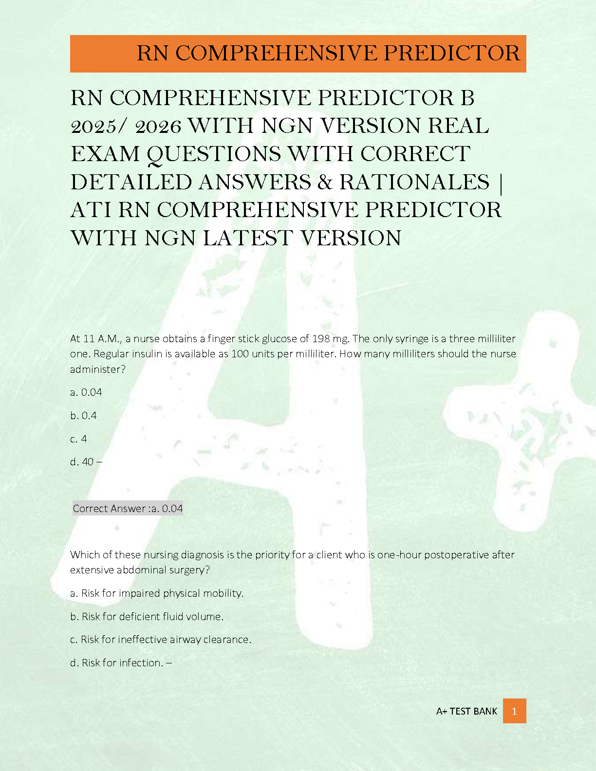ATI RN Predictor B Test Bank 2025-26 NGN Edition IMG-1
