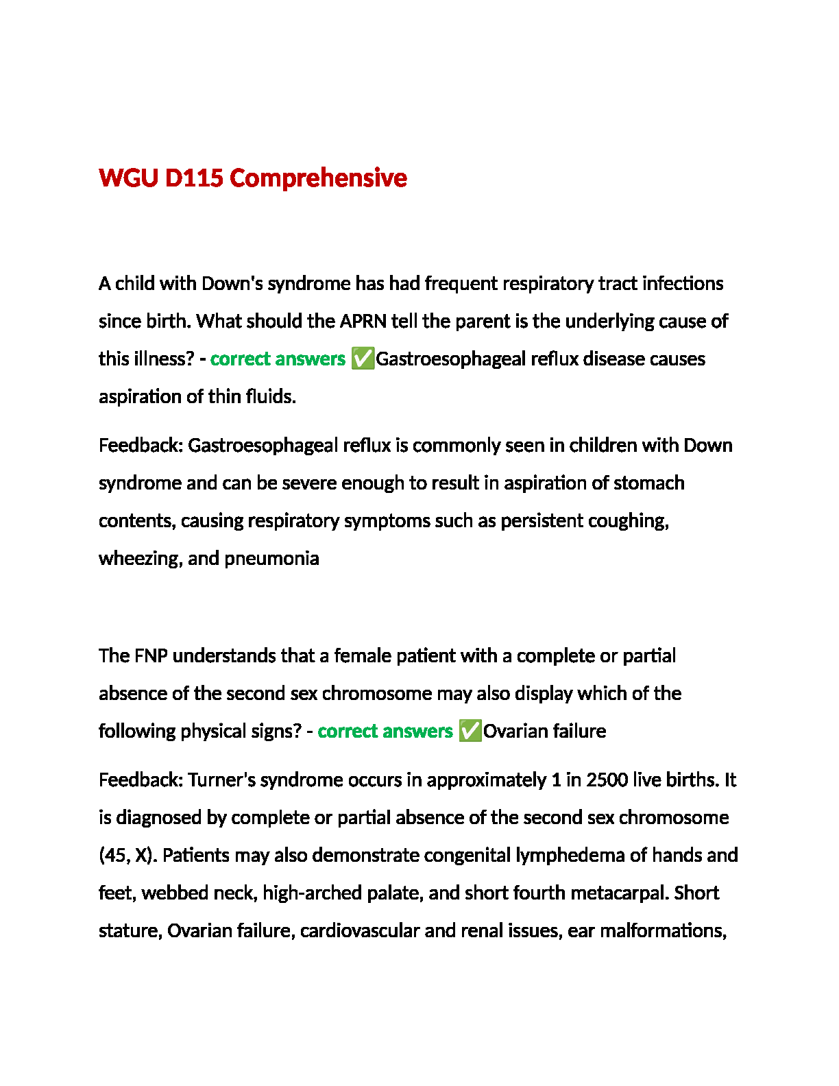 WGU D115 Q&A 2024-2025 | Pass First Attempt Guide