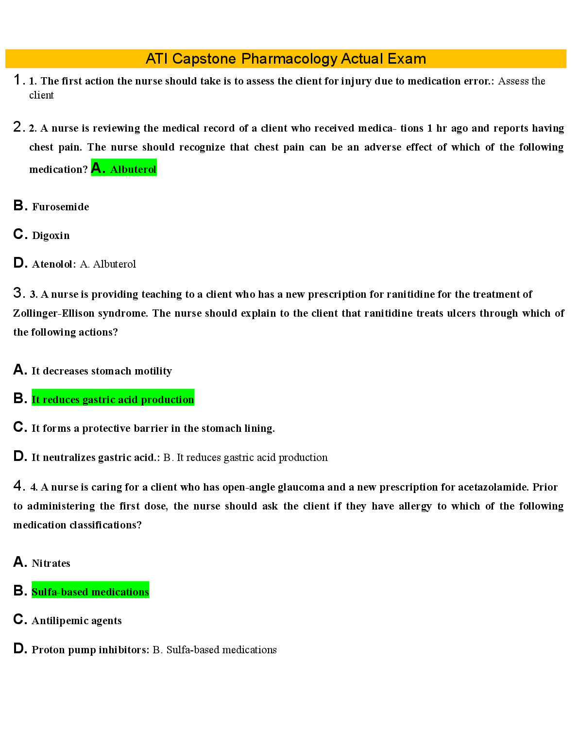 ATI Capstone Pharmacology Exam 2026/27 Practice Test