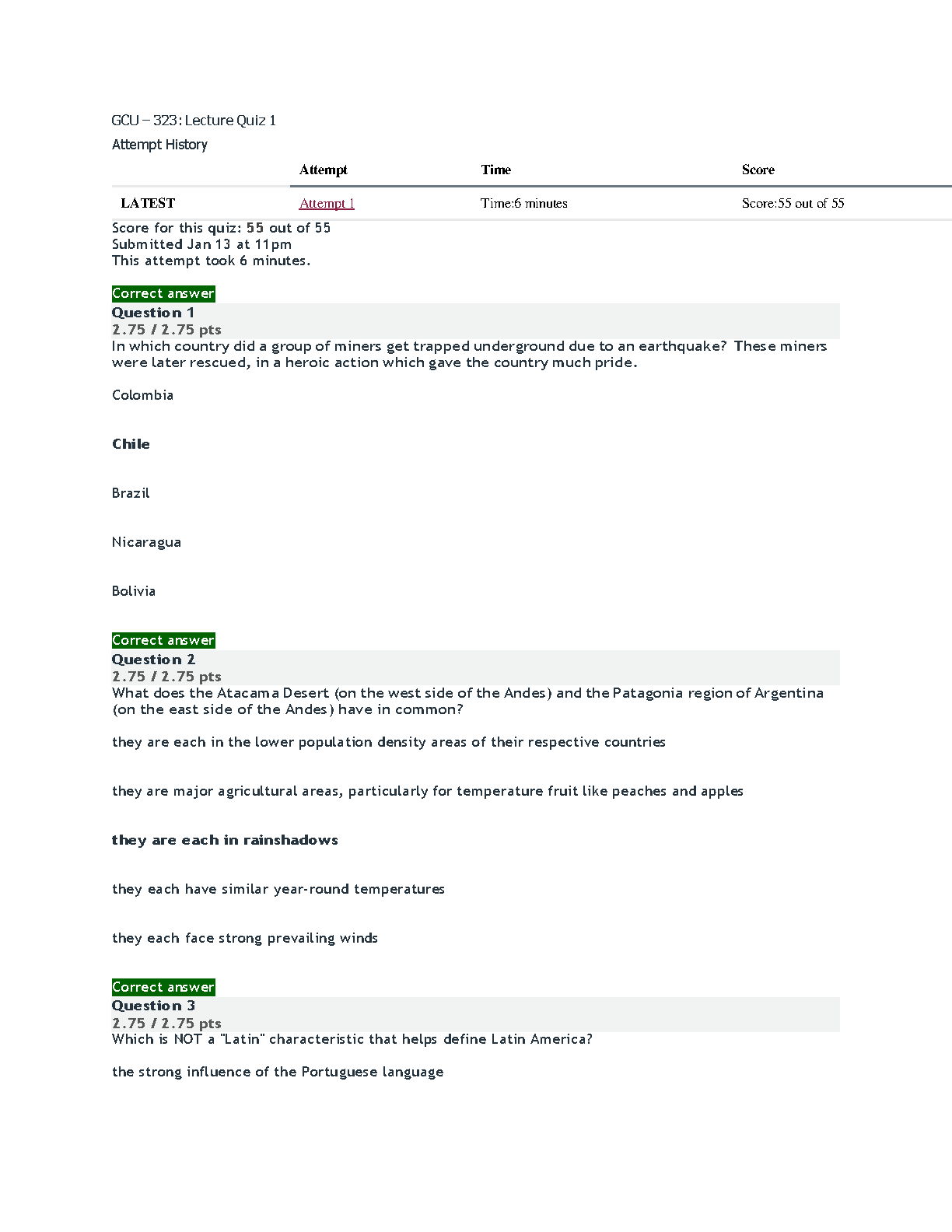 GCU 323 Lecture Quiz 1 Answers 2025/2026 Culture & Society Guide IMG-1