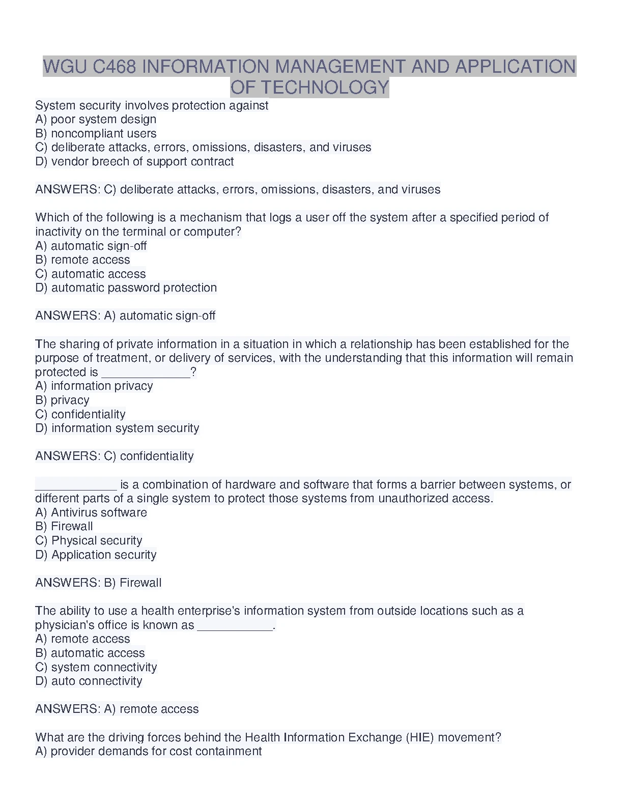 WGU C468 Info Mgmt & Tech Exam Prep Guide 2024-2025 IMG-1