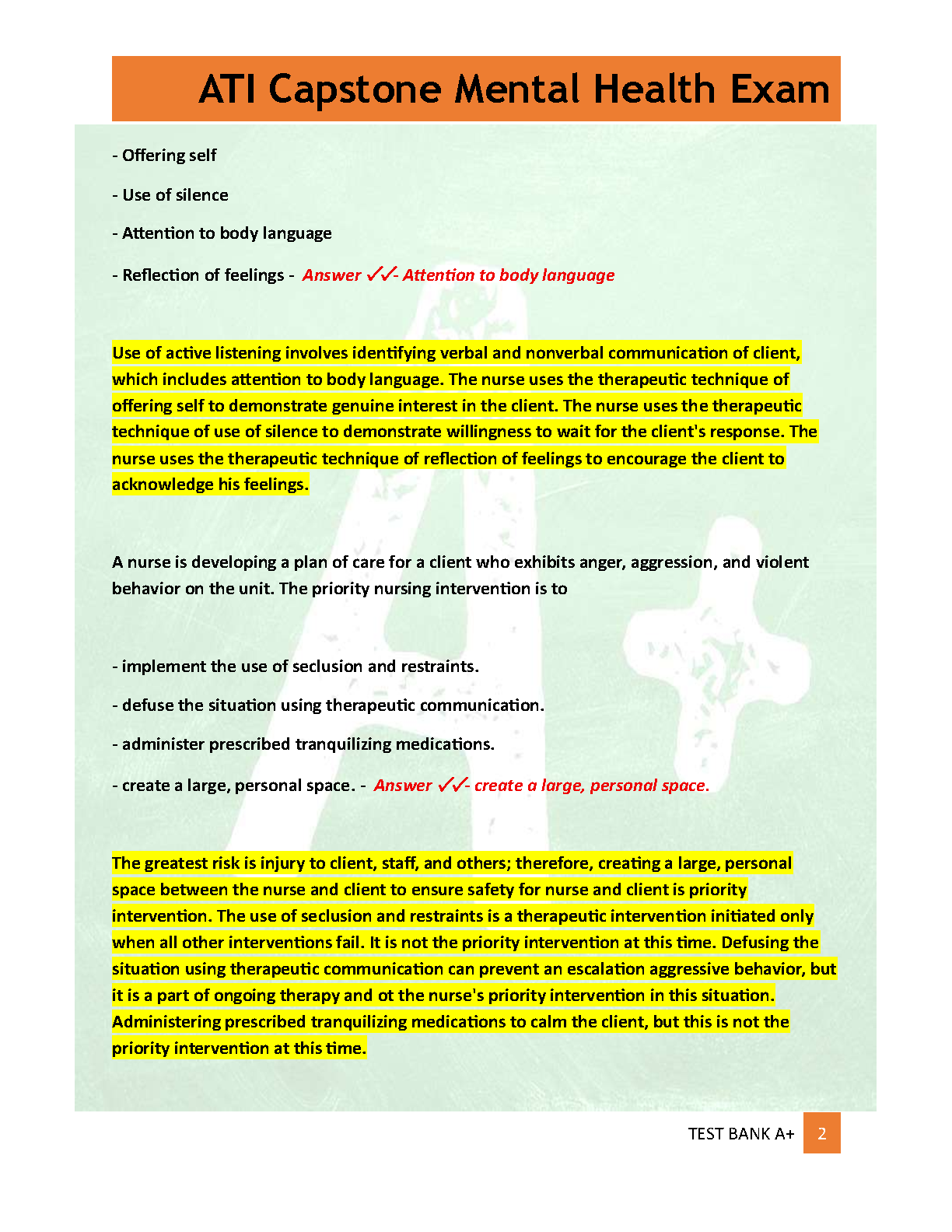 ATI Capstone Mental Health Exam Prep 2026/27 Questions & Answers