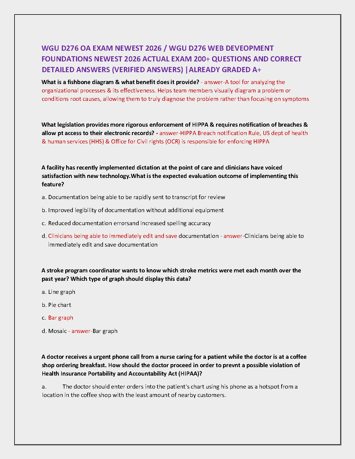WGU D276 Healthcare Informatics Study Guide 2025 IMG-1