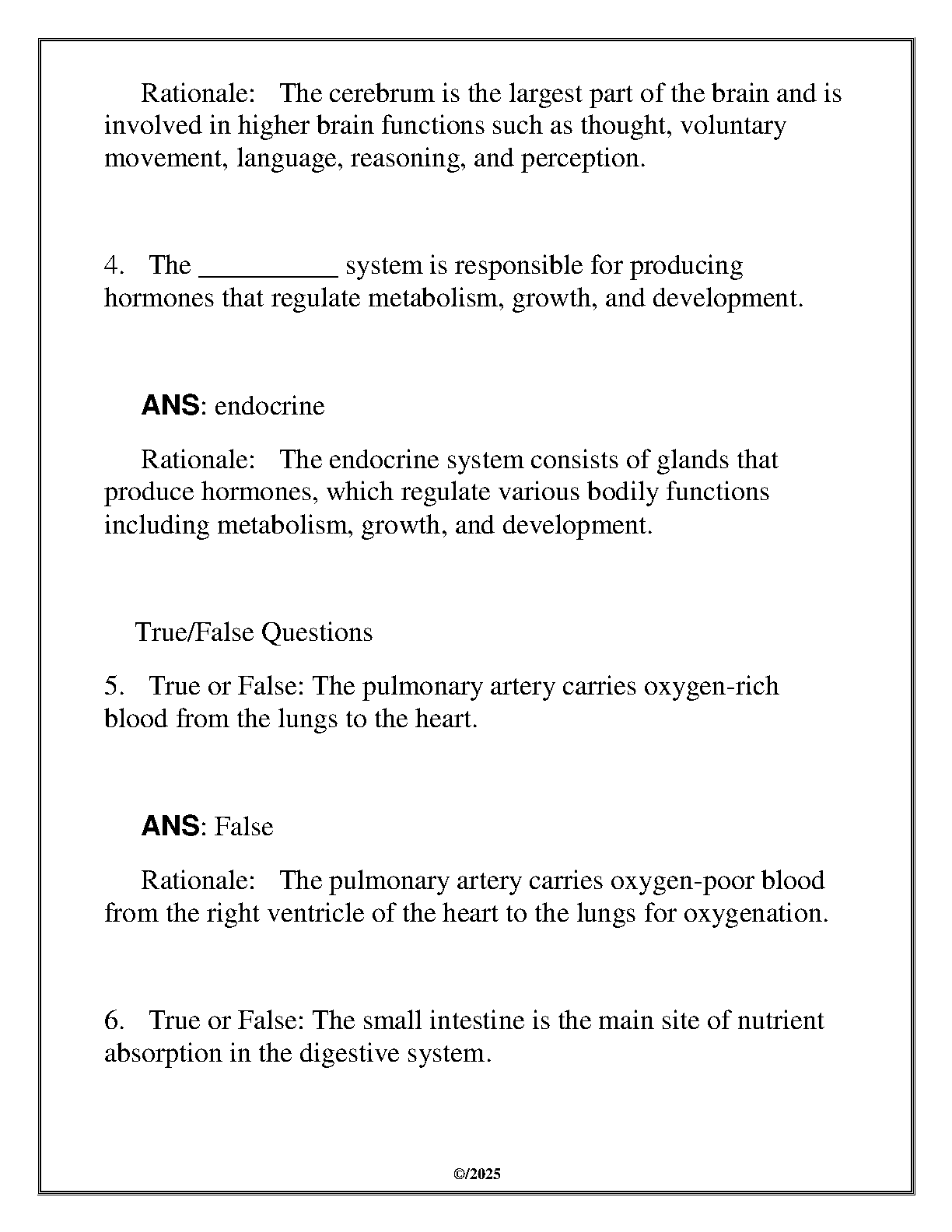 WGU SCIE 1012 Anatomy and Physiology II Final Exam 2025 Q&A IMG-3
