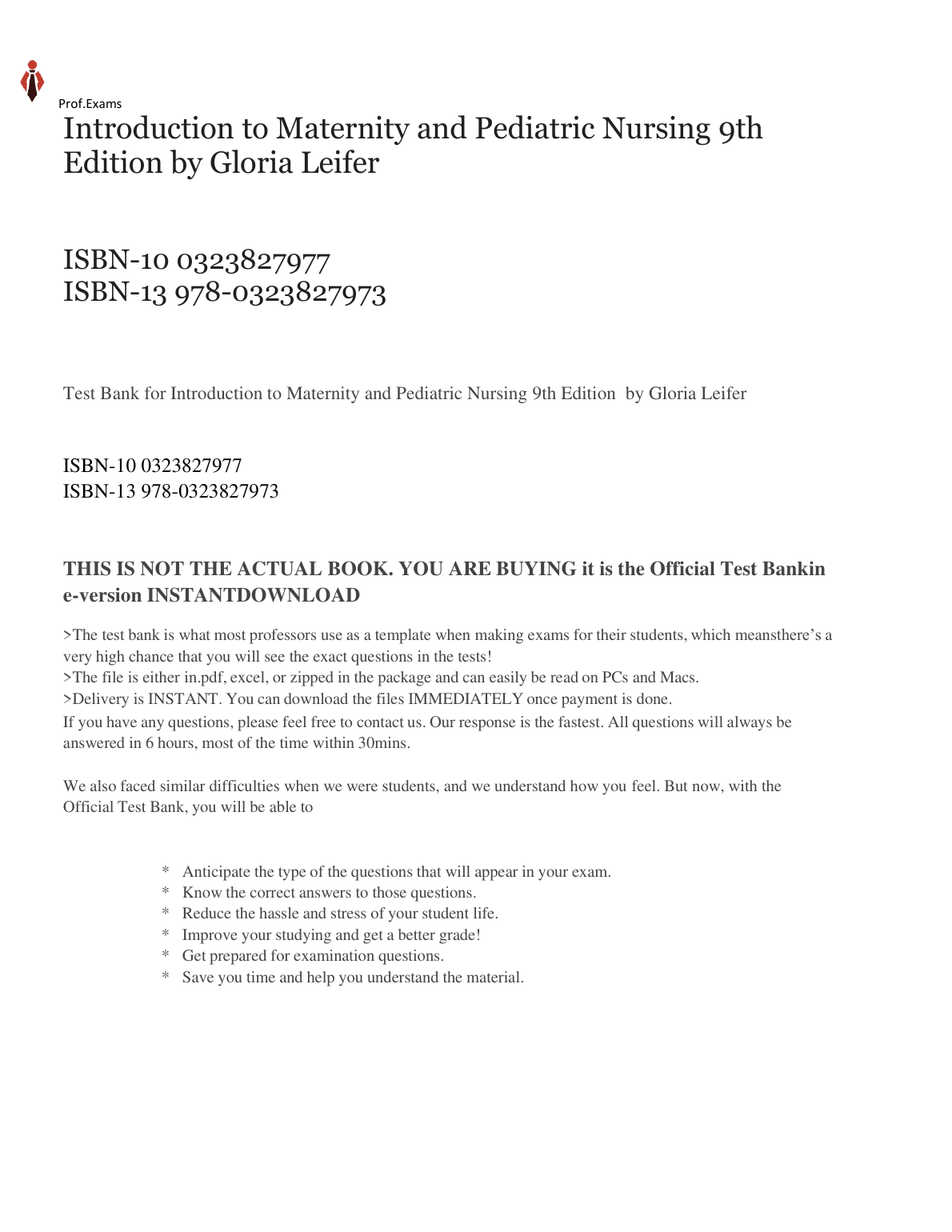 Maternity & Pediatric Nursing Test Bank Leifer 9th Ed 2026/27 IMG-1