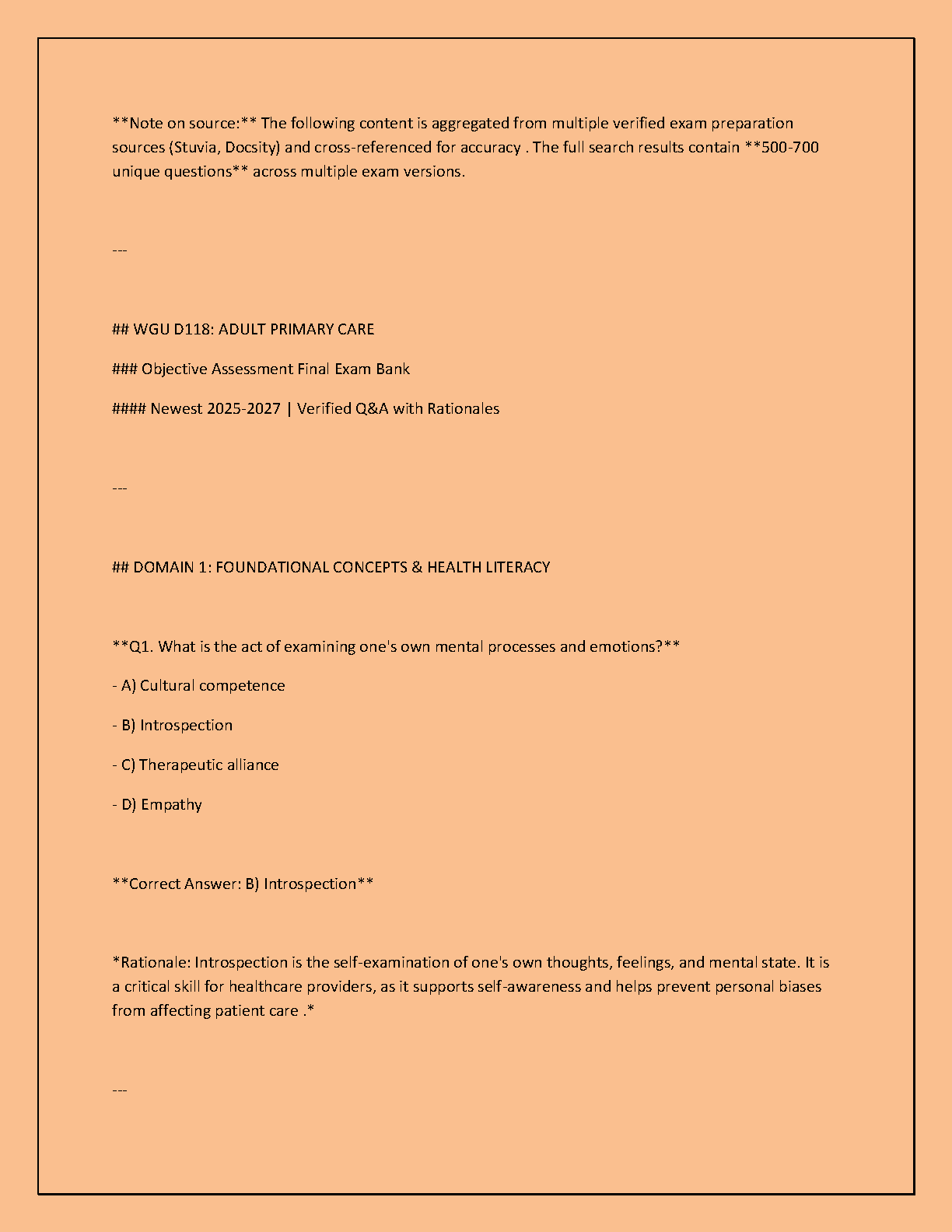 WGU D118 Adult Primary Care Study Guide 2026-27