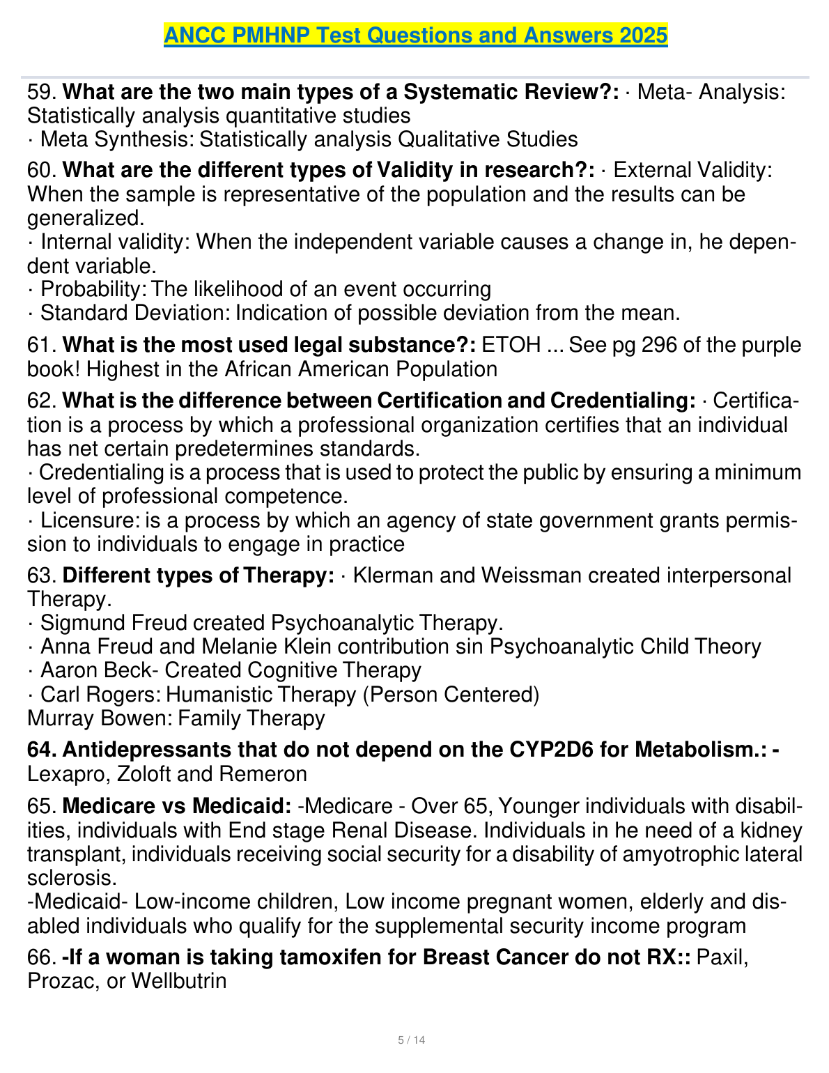 ANCC PMHNP Practice Questions and Answers 2026/27