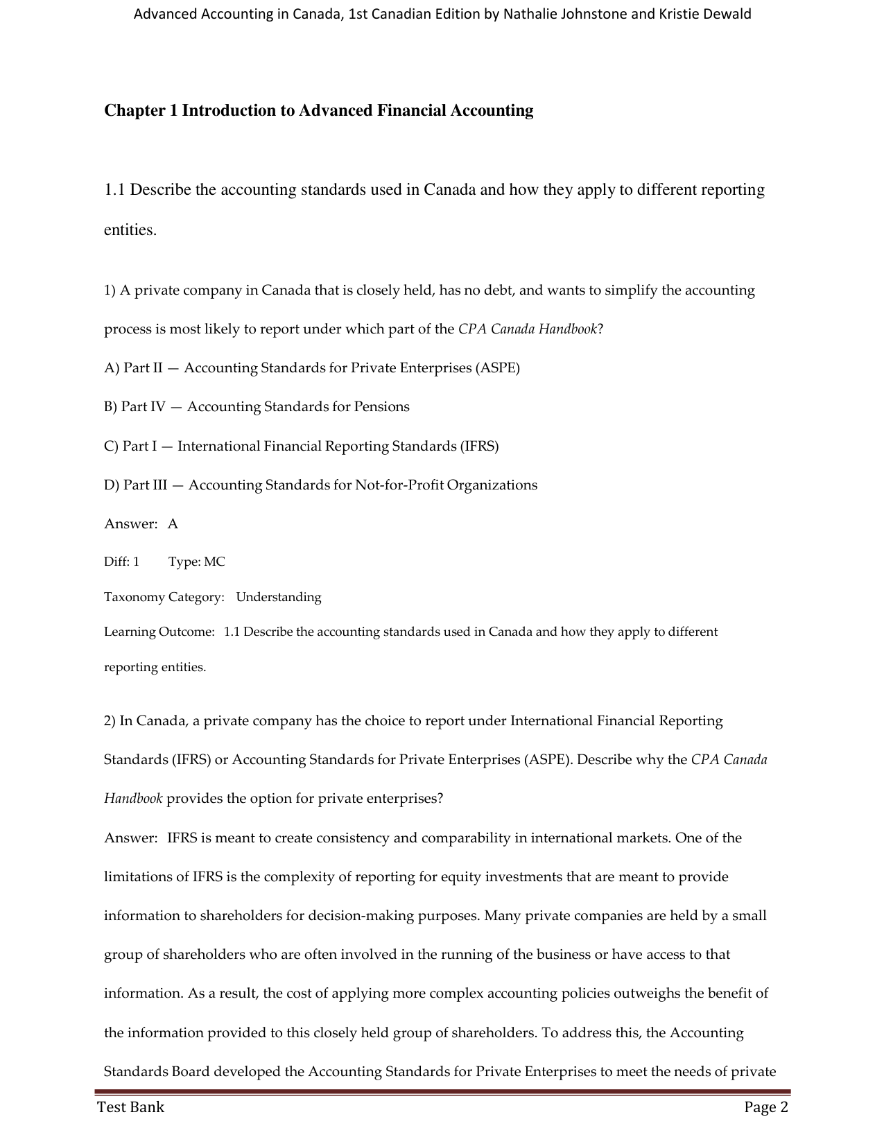 Advanced Accounting in Canada, 1st Canadian Edition