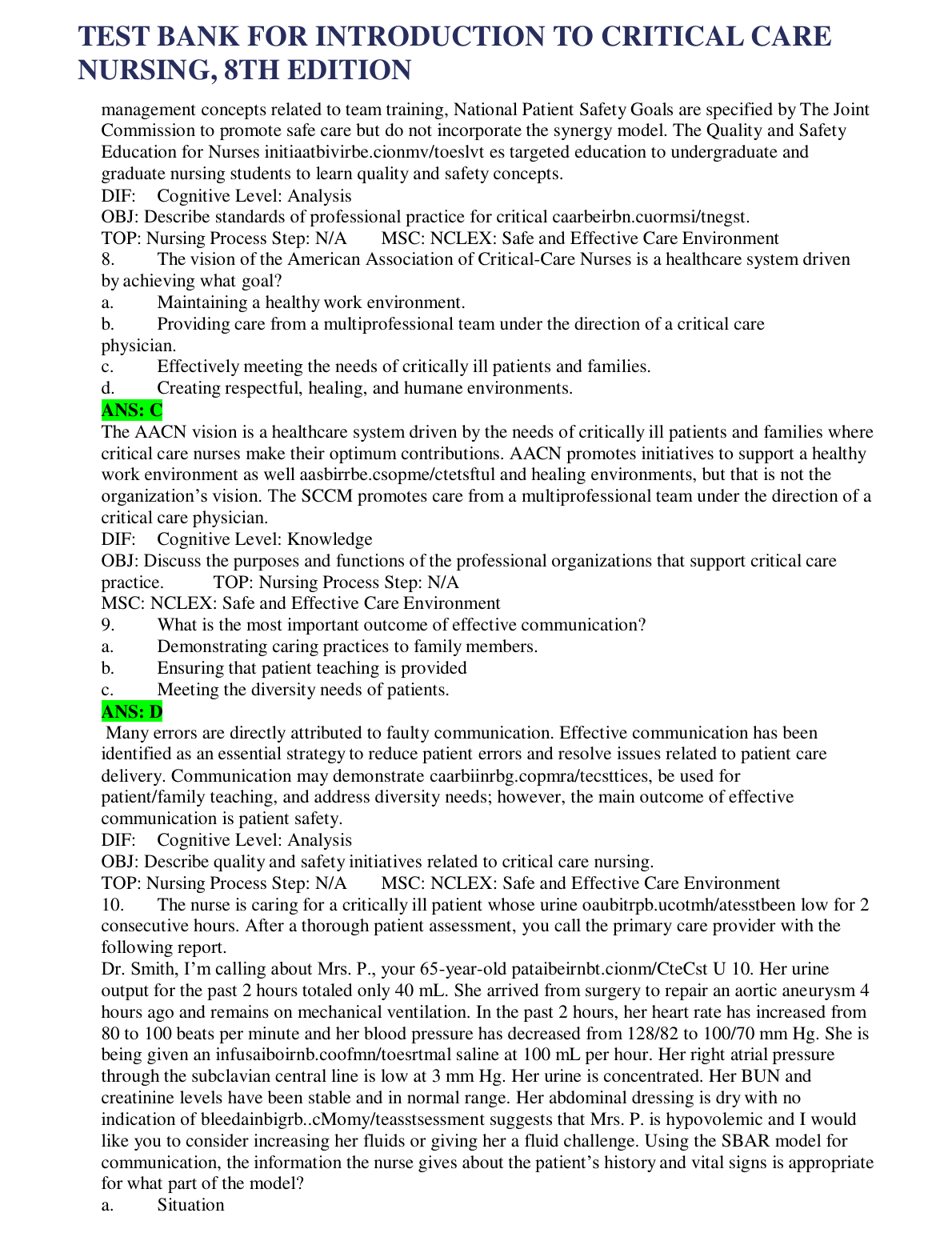 Critical Care Nursing Test Bank 8th Ed IMG-3