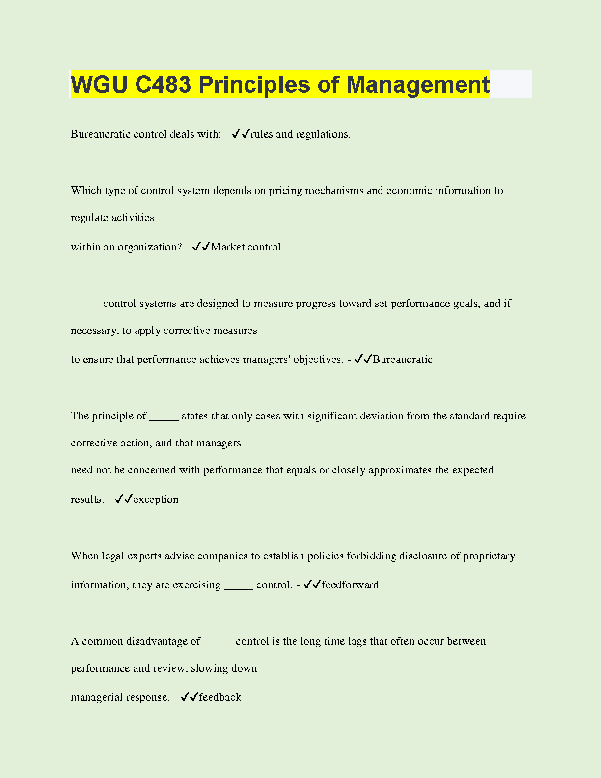 WGU C483 Principles of Management Study Guide 2025 IMG-1