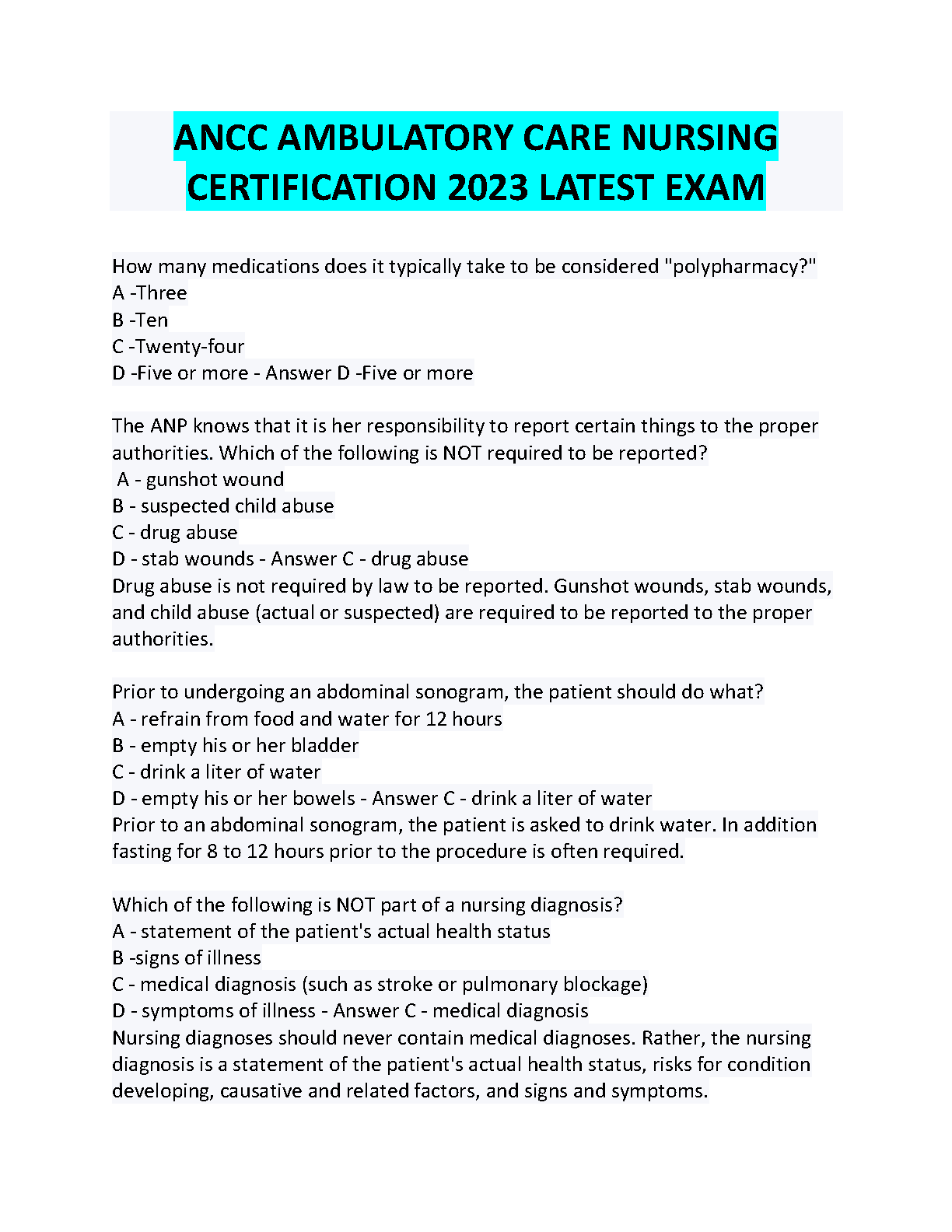 ANCC Ambulatory Care Nursing Certification Study Guide 2026/27