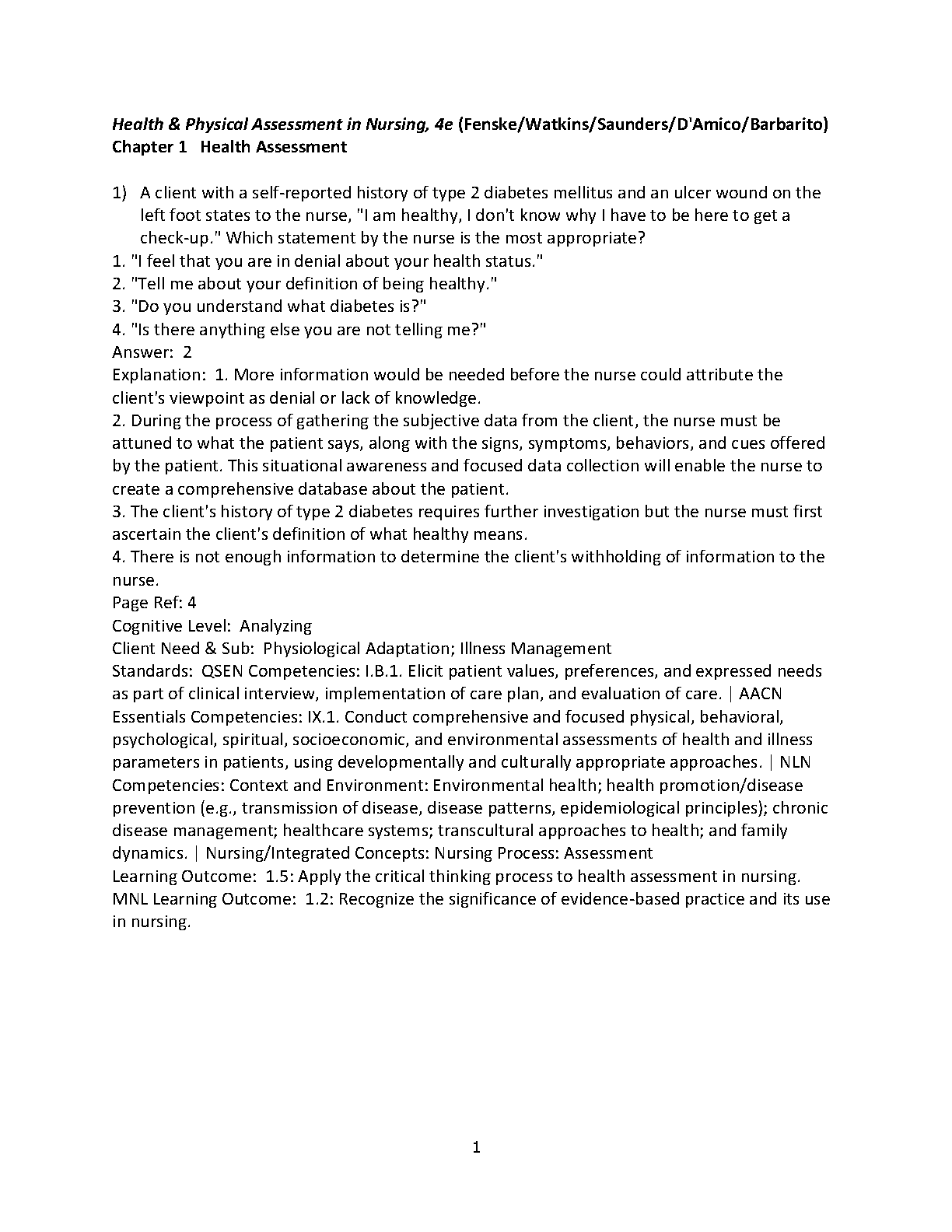 Nursing Health Assessment 4th Edition Test Bank
