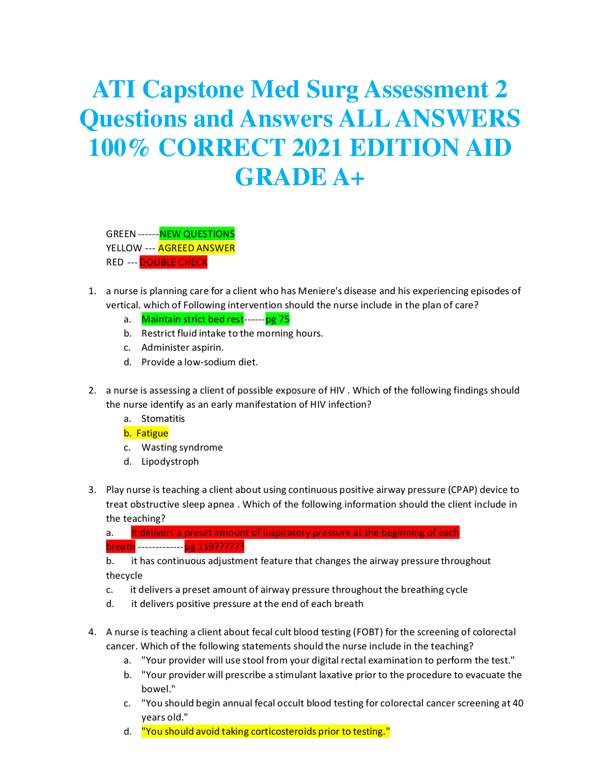 ATI Med-Surg Practice Exam 2026/27 Solutions Guide