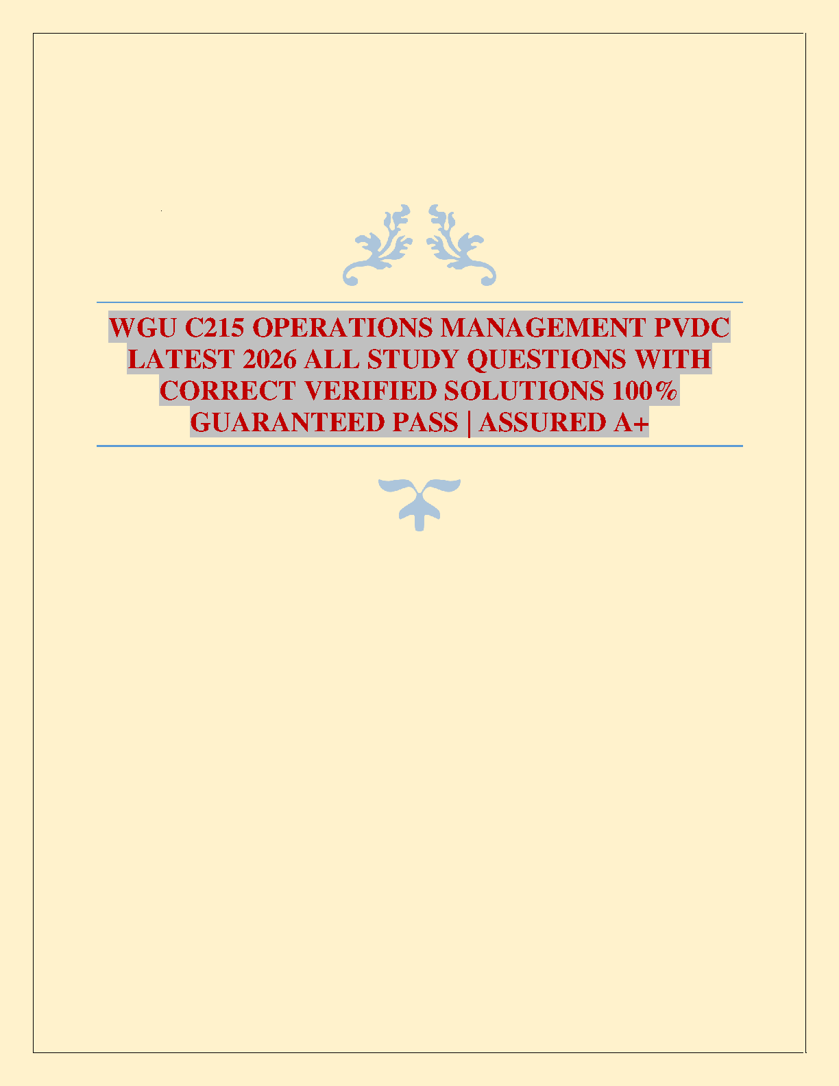 WGU C215 Ops Mgmt PVDC Study Guide 2026/27 IMG-1