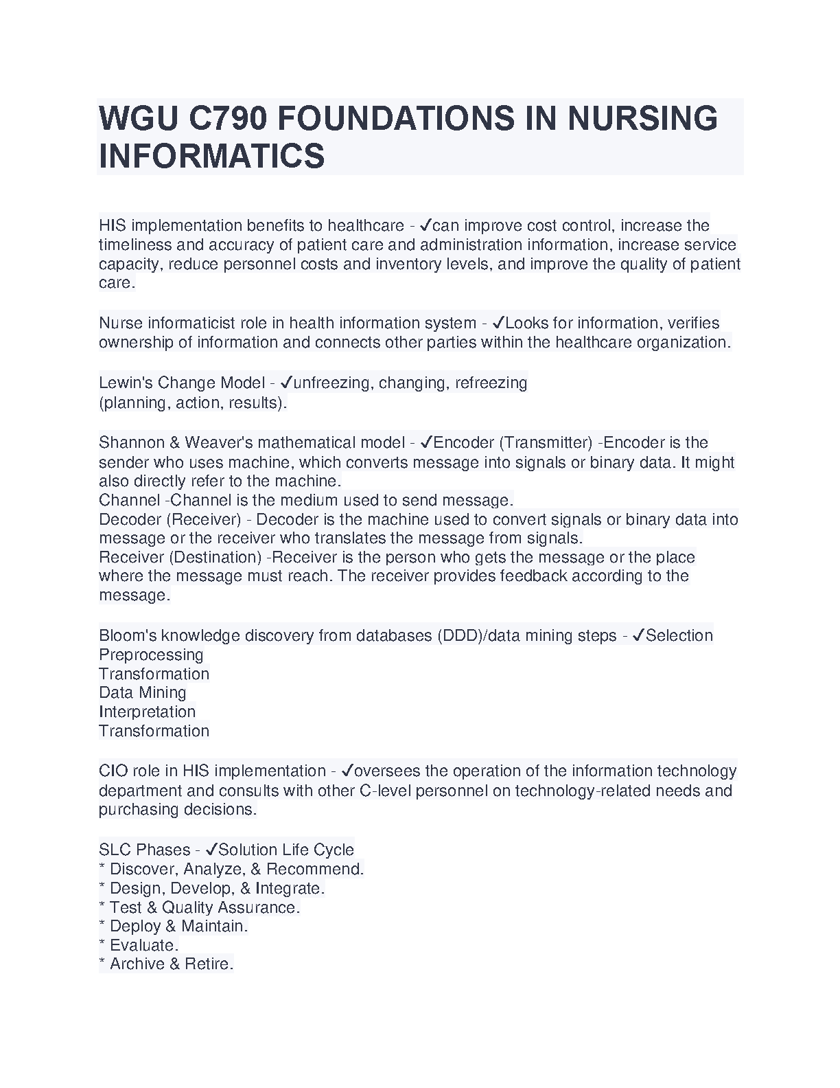 WGU C790 Nursing Informatics Study Guide 2024-25 IMG-1