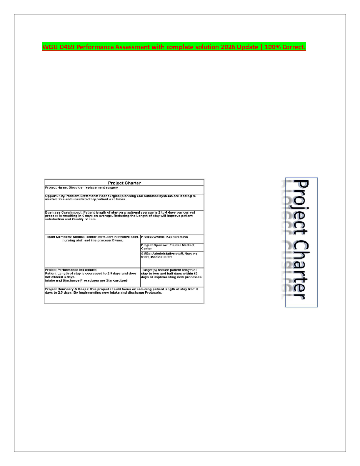 WGU D469 Project Charter Solution and Guide
