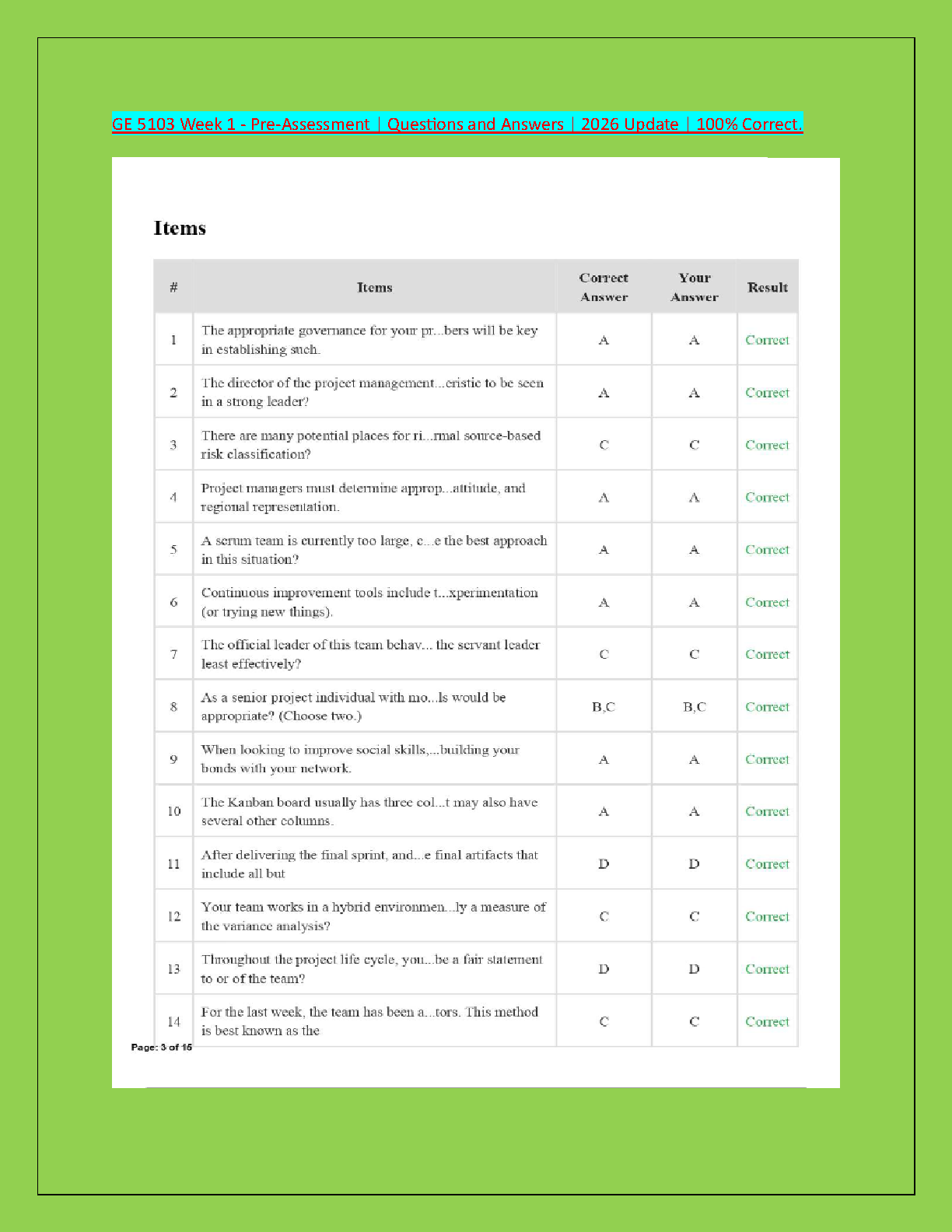 GE 5103 Week 1 Test Bank and Verified Answers