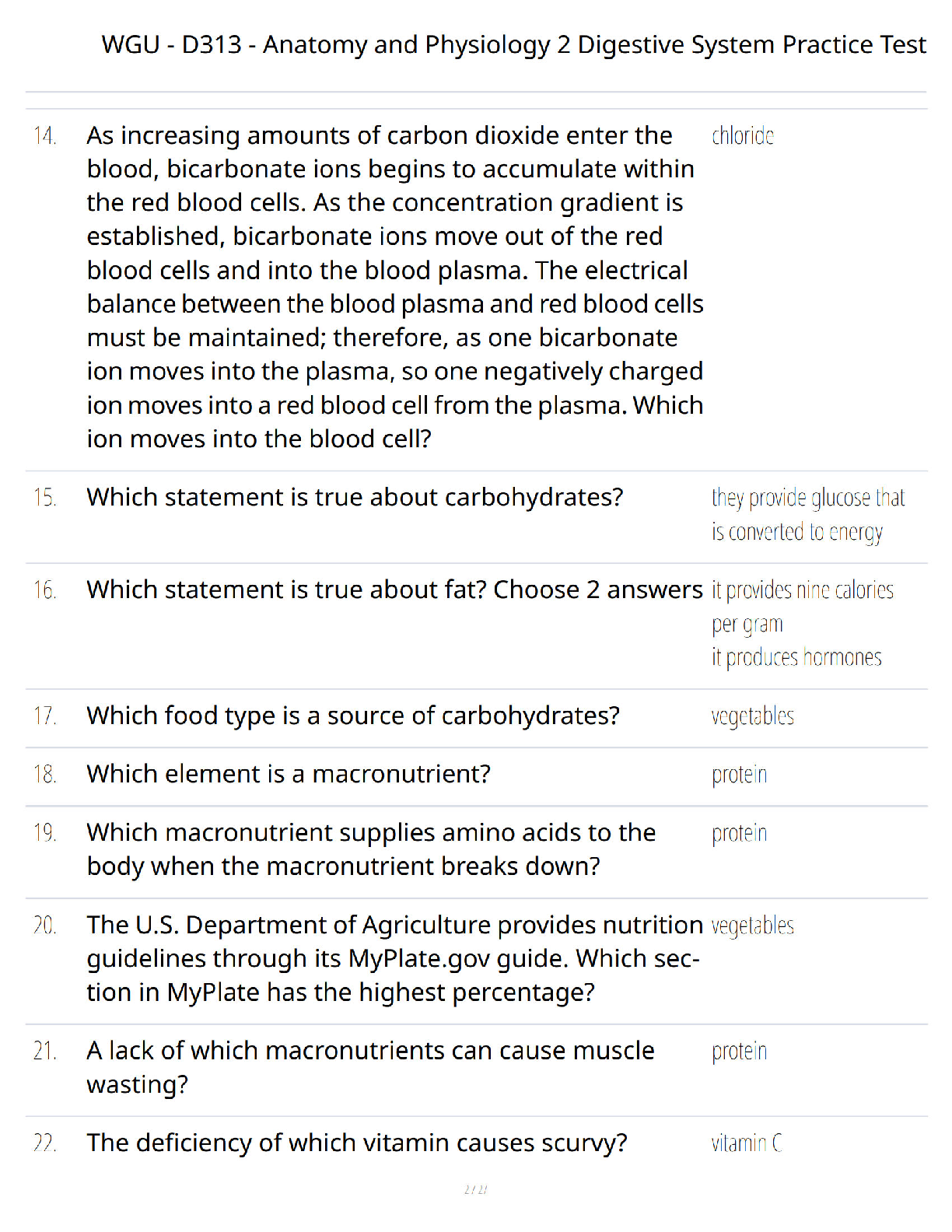 WGU D313 AP2 Digestive System Practice Test 2026/27 Guide