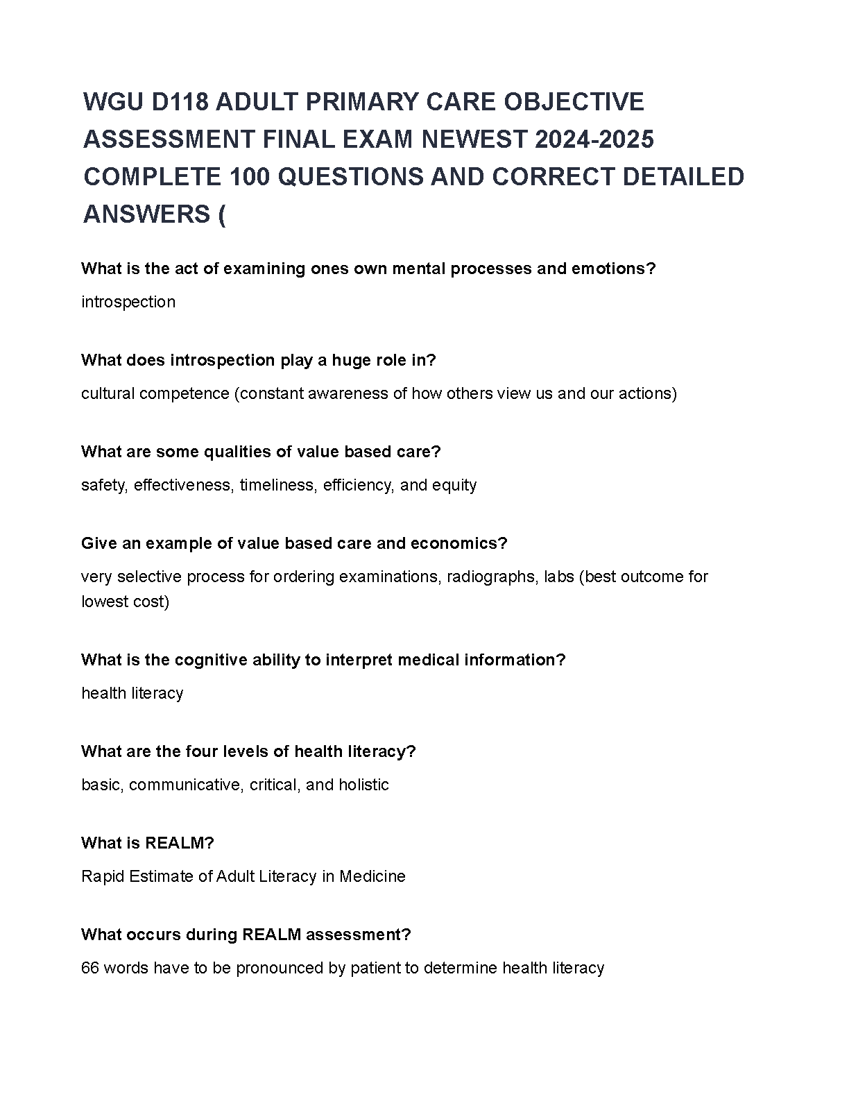 WGU D118 Adult Primary Care Exam Prep 2025/26 Test Bank IMG-1