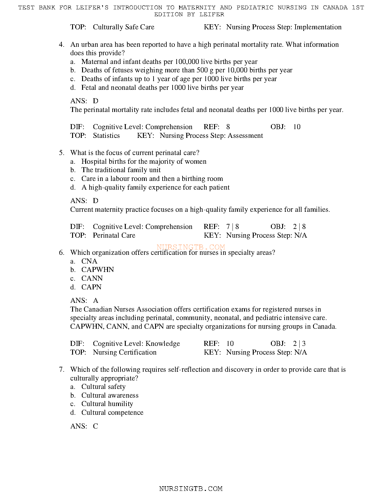 Leifer Maternity Pediatric Nursing Test Bank 2026/27